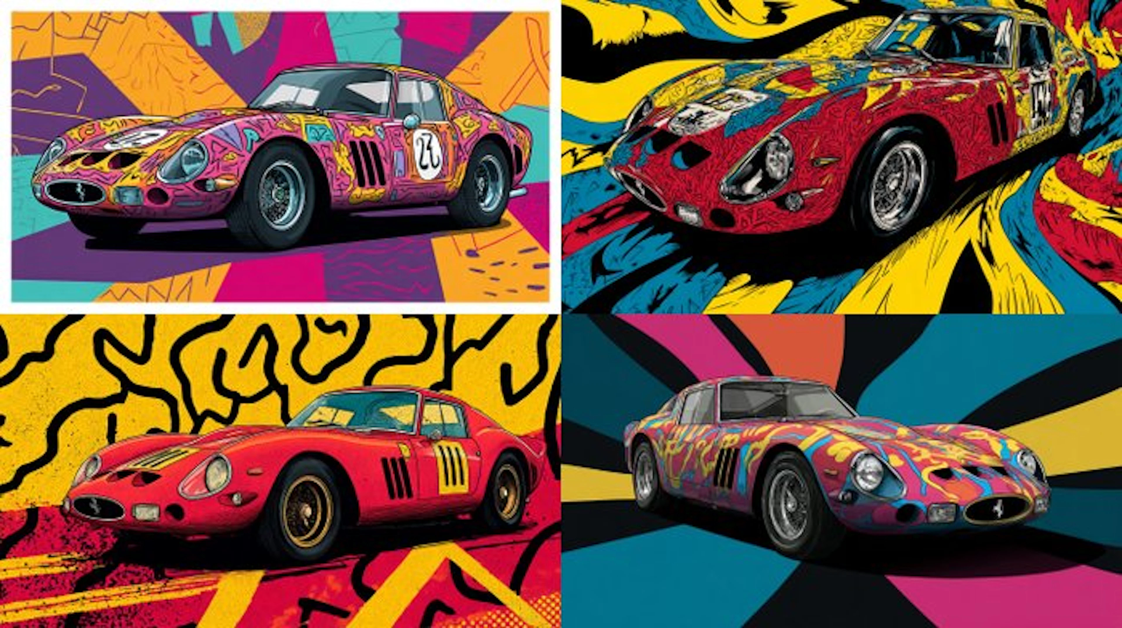 CREATIVE_HUB - SET of 4 Ferrari 250 GTO in pop art by...