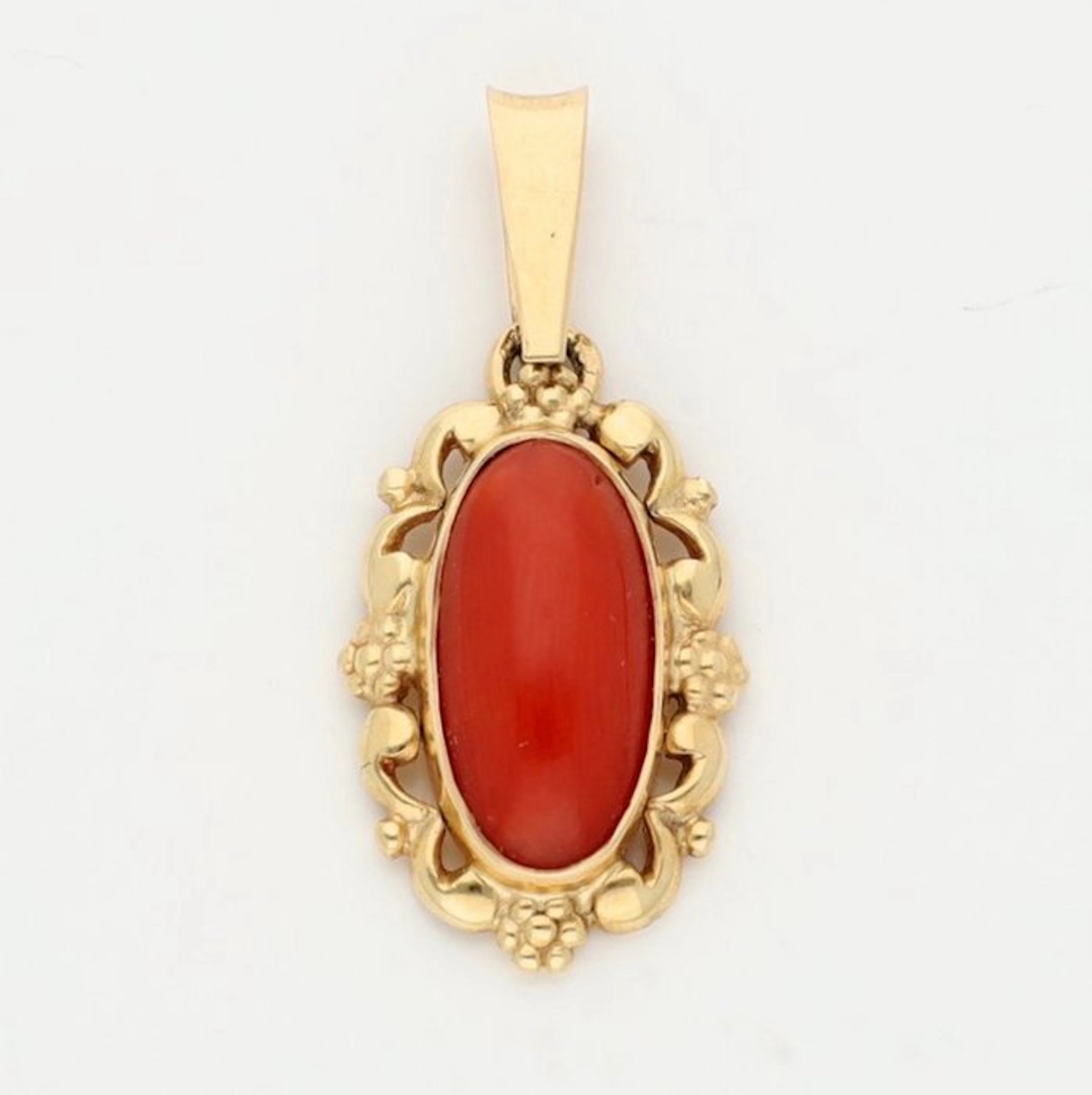 No reserve price - Pendant - 14 kt. Yellow gold Coral