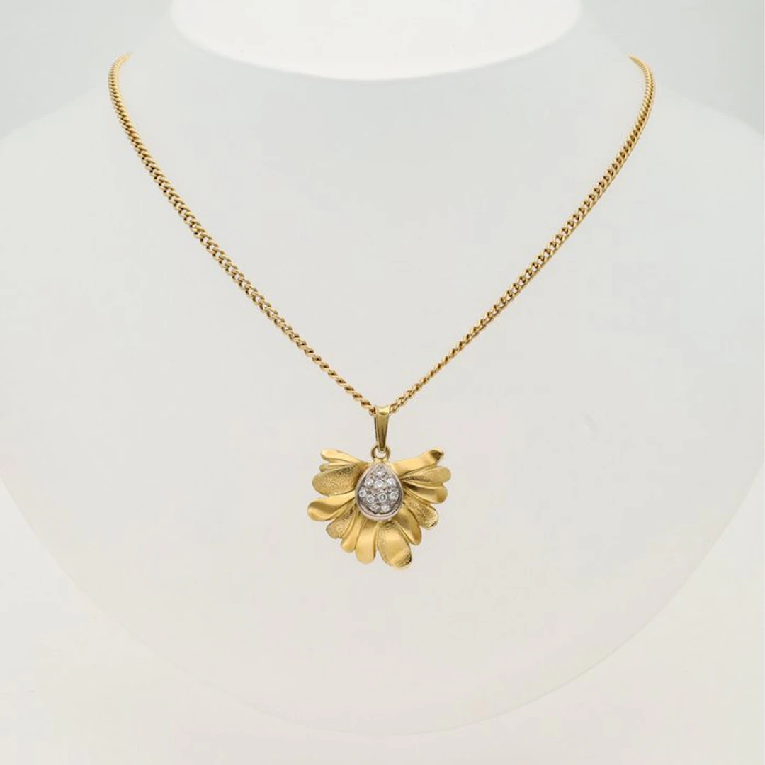 Necklace with pendant - 18 kt. Yellow gold Diamond (Natural)