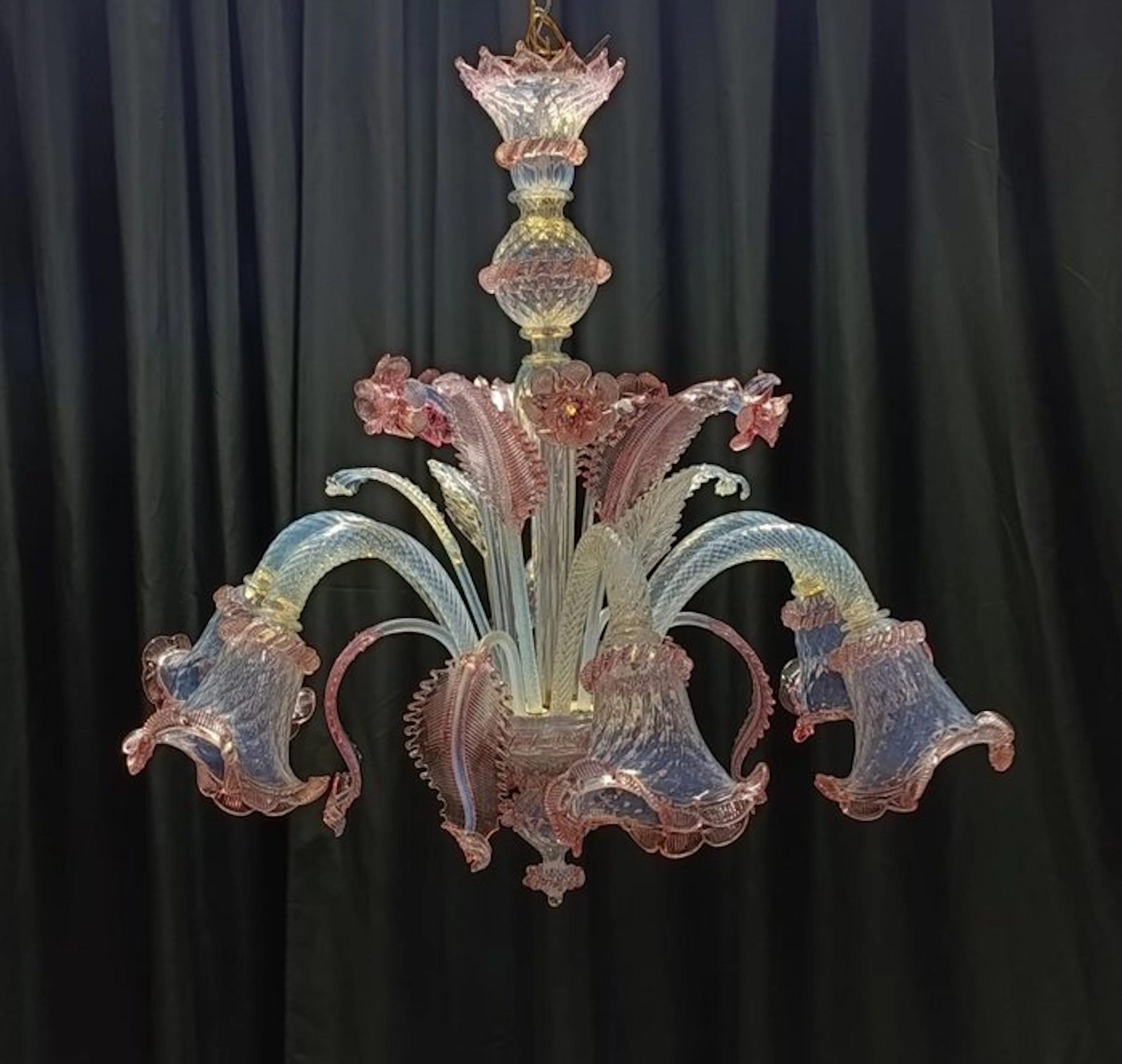 Chandelier - Opal leaf - Murano glass - 6 lights