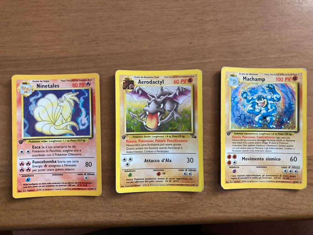 Pokémon - 3 Card - Ninetales, Aerodactyl, Machamp 1/62; 8/102; 12/102 Foil