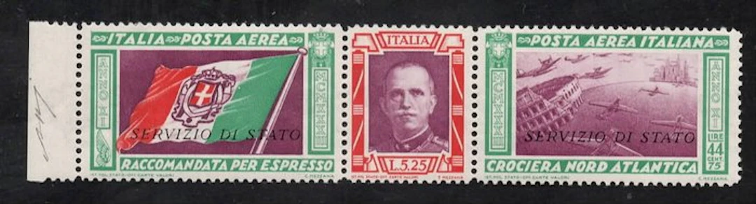 Italy Kingdom 1933 - State Service Triptych MNH
