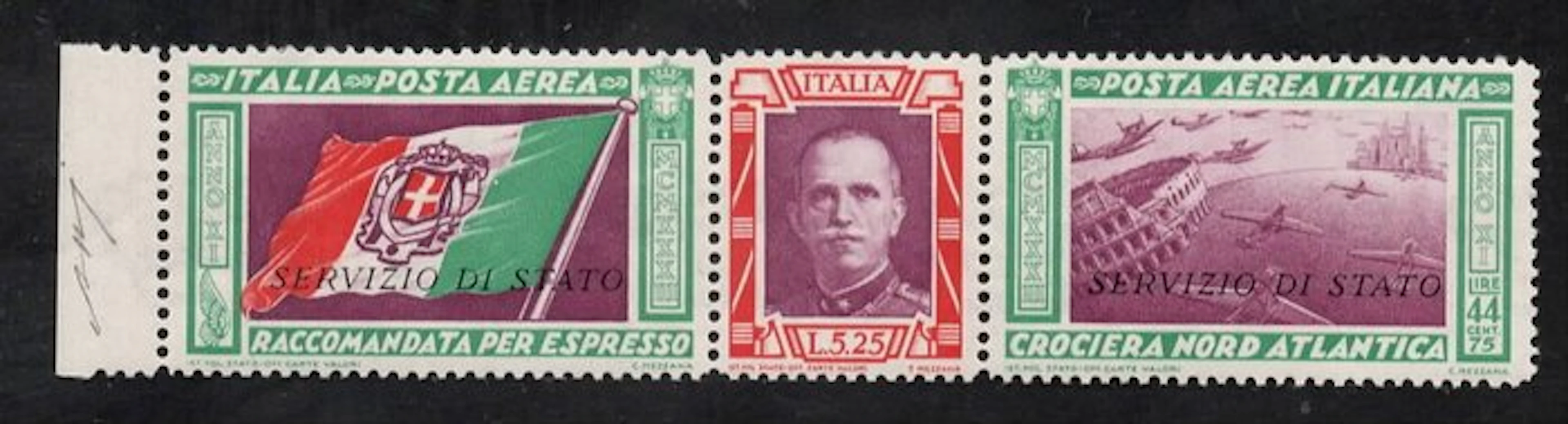 Italy Kingdom 1933 - State Service Triptych MNH