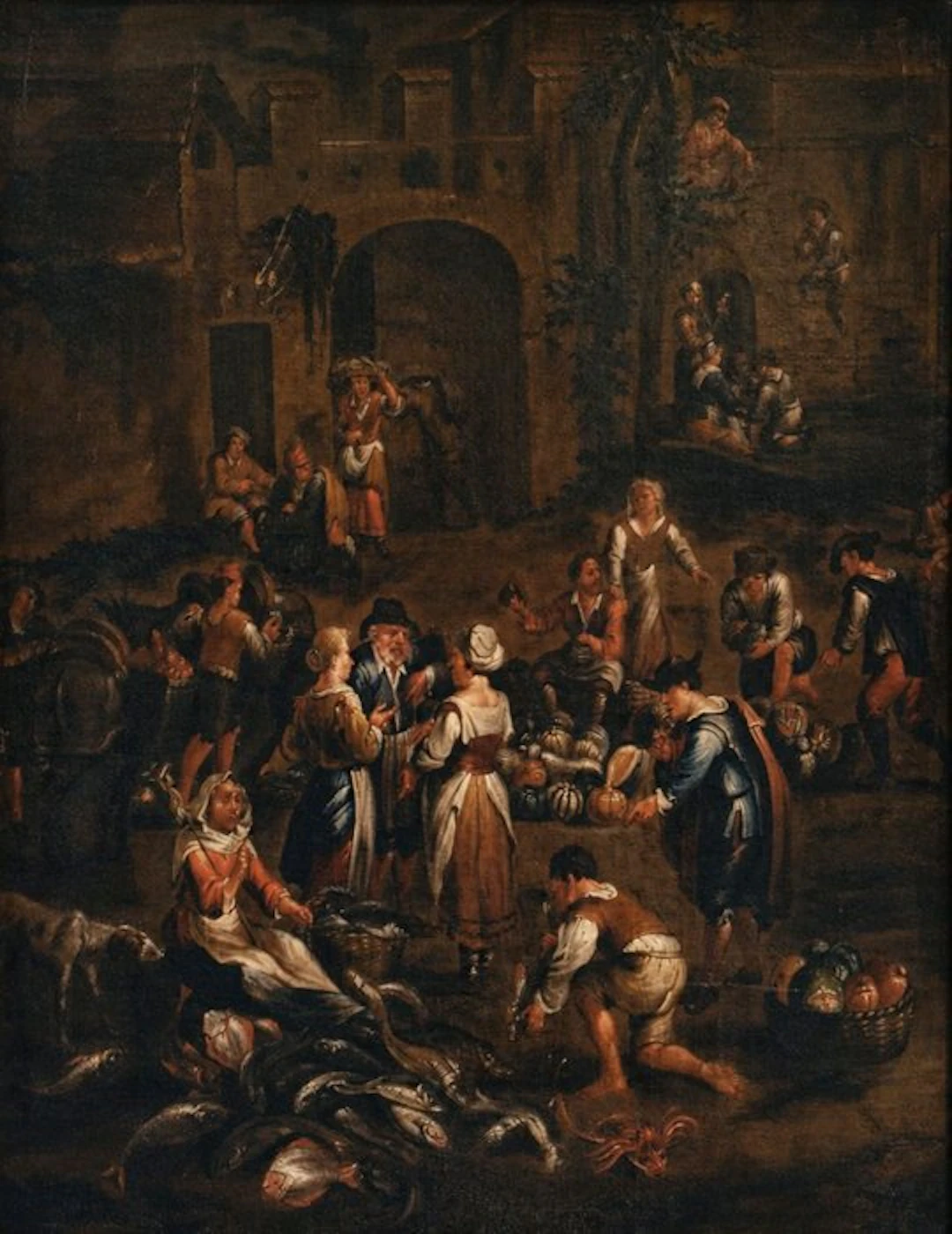 Dirck de Vries (act. 1590-1612), Follower of - Mercato del pesce