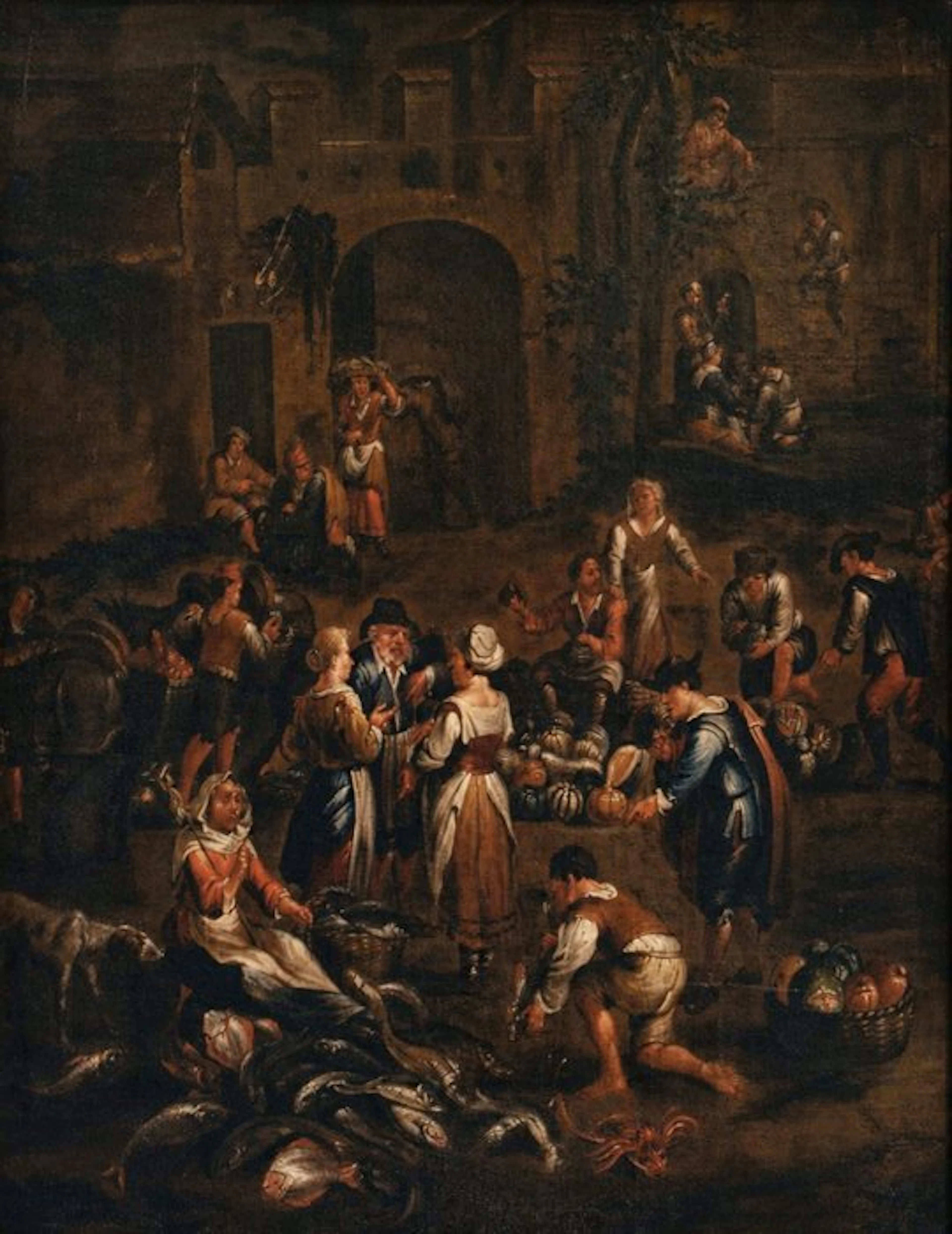 Dirck de Vries (act. 1590-1612), Follower of - Mercato del pesce