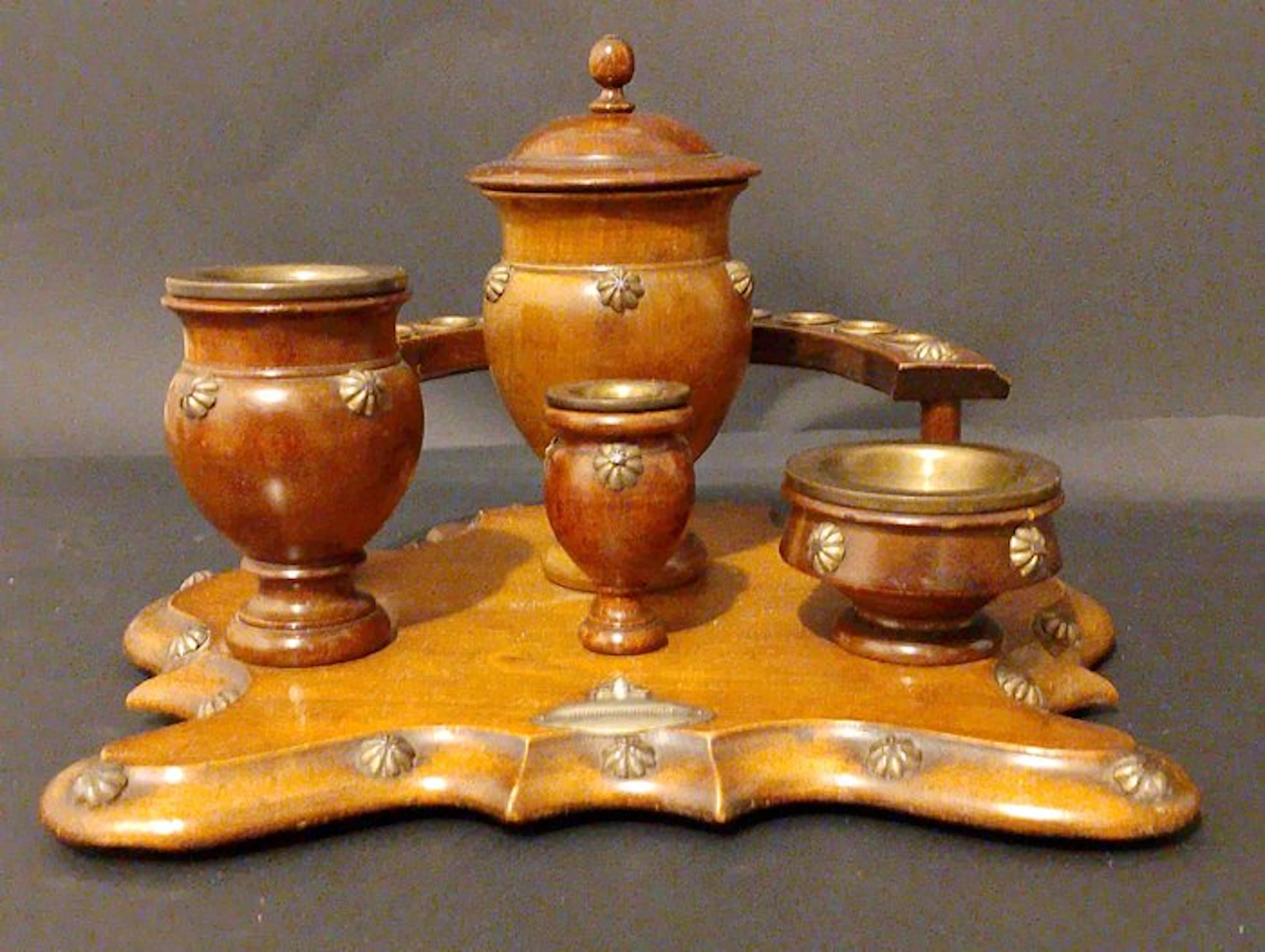 Desk set - Set da fumo d'epoca - Wood, Brass