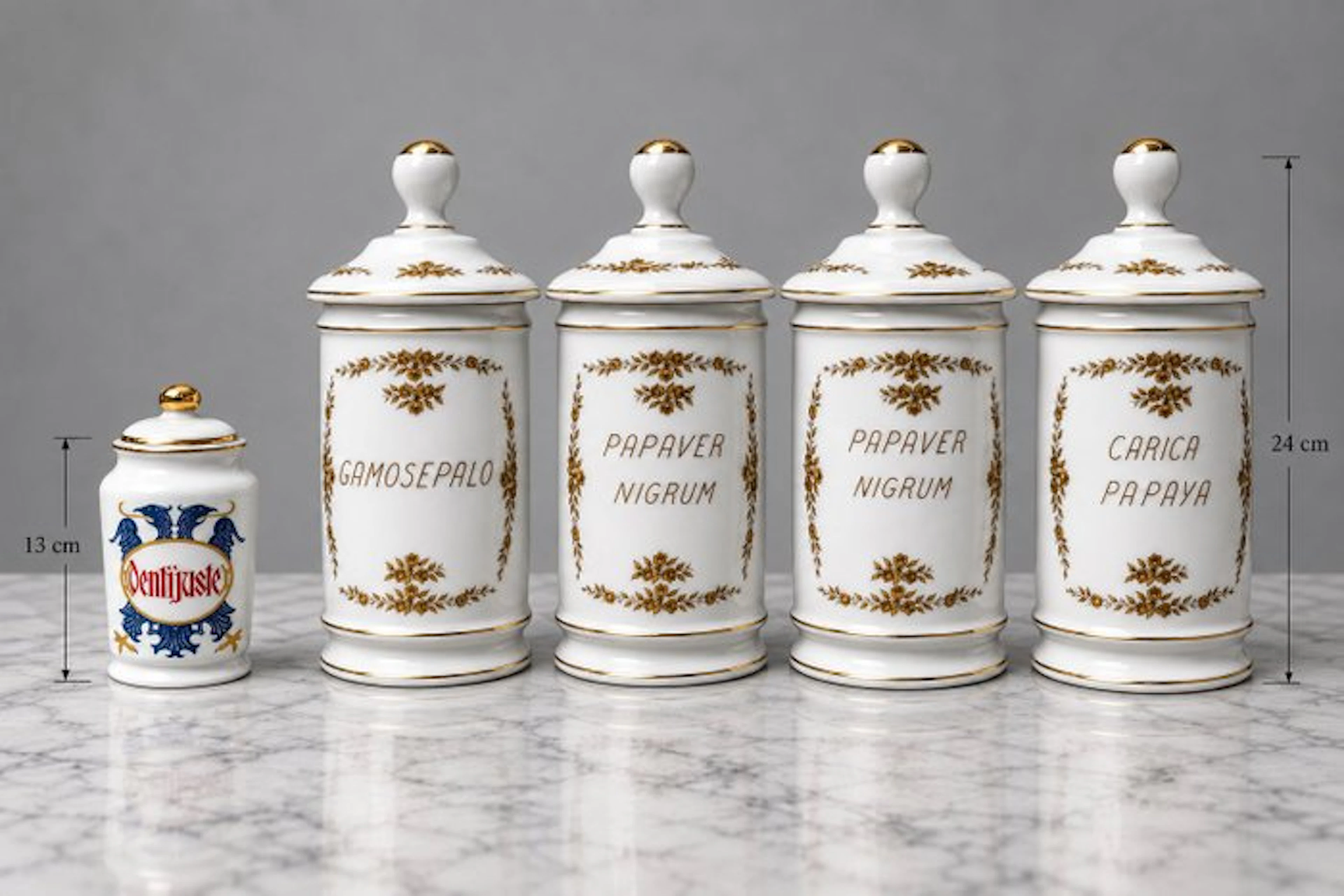 Pharmacy jar/ Albarello (5) - Porcelain - Porcelain albareros