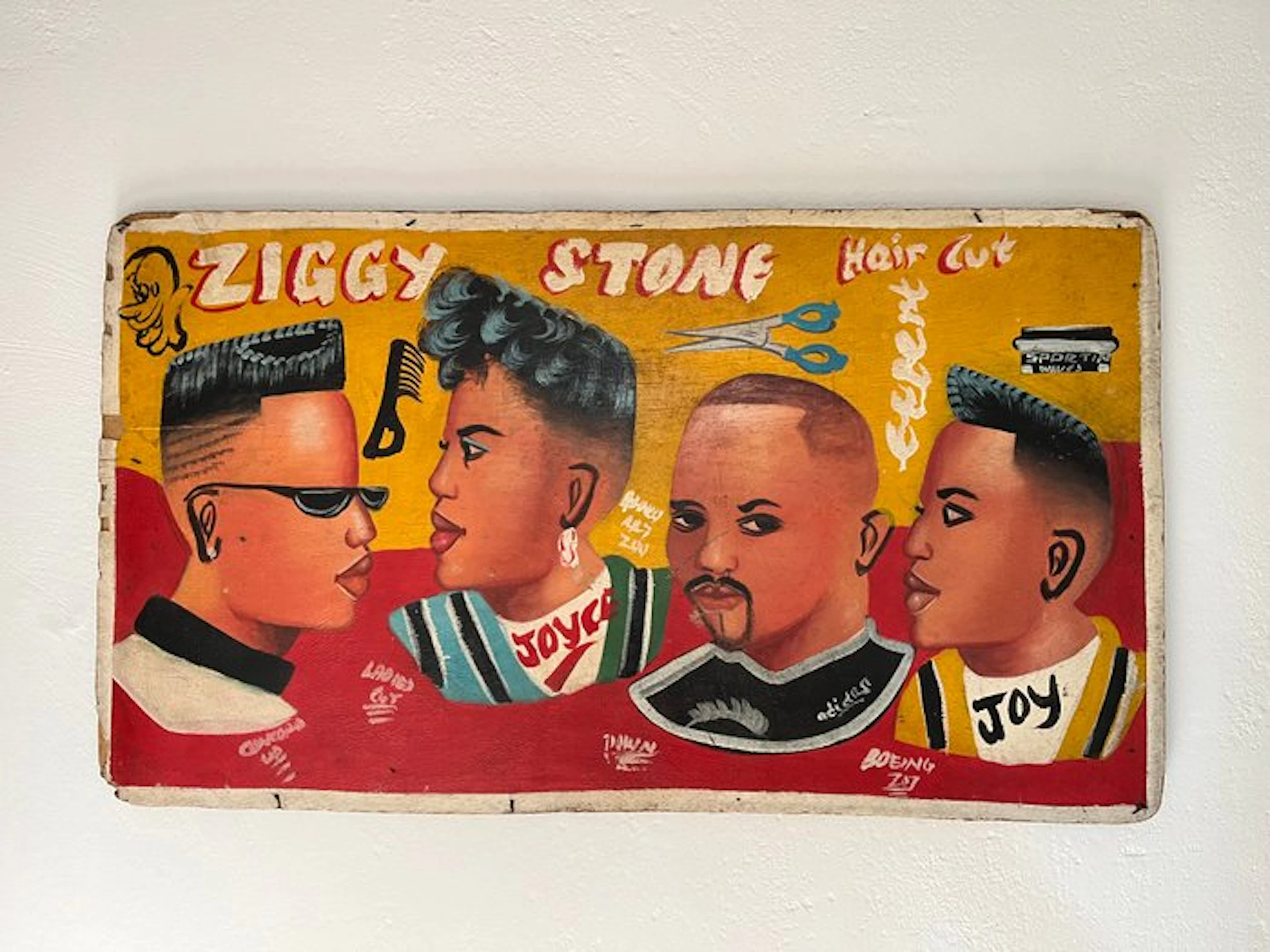 Original Ghana Barber Sign - Hand painted - Advertising sign - Wood, Paint