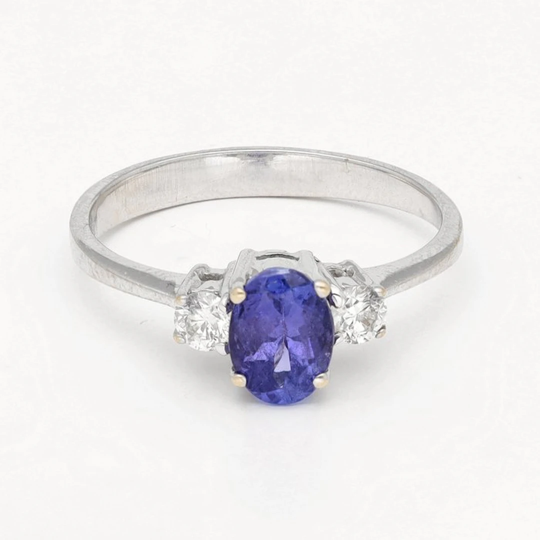 Ring - 18 kt. White gold - Diamond - Tanzanite