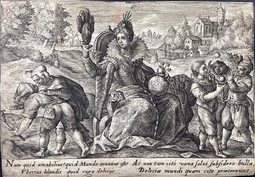 Crispijn I De Passe (1564-1637) - Dama in abiti sontuosi con mappamondo