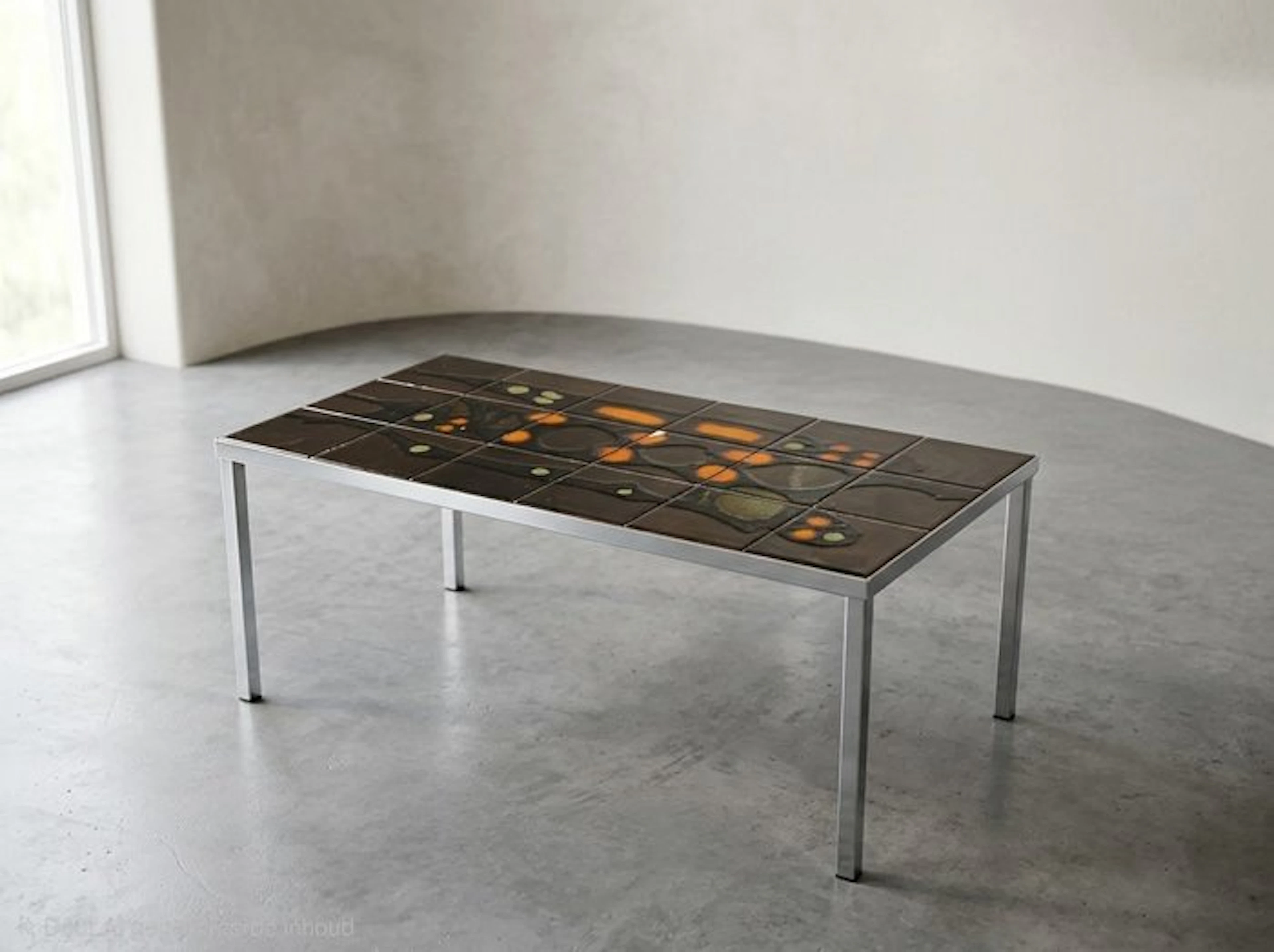 Coffee table - Ceramic, Stainless steel - Ceramic tile tabletop