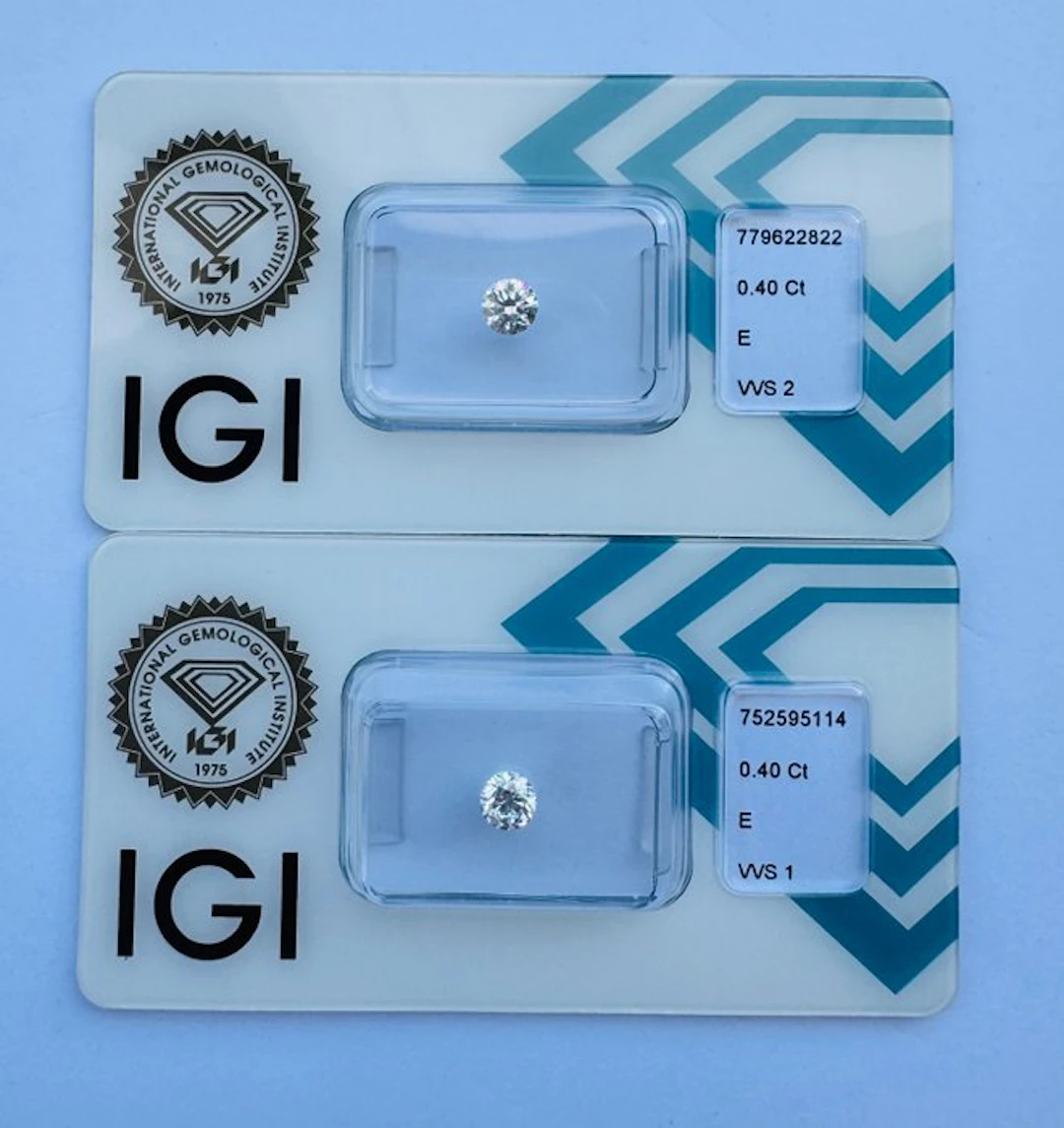 No reserve price - 2 pcs Diamond (Natural) - 0.80 ct - Round - E - VVS2