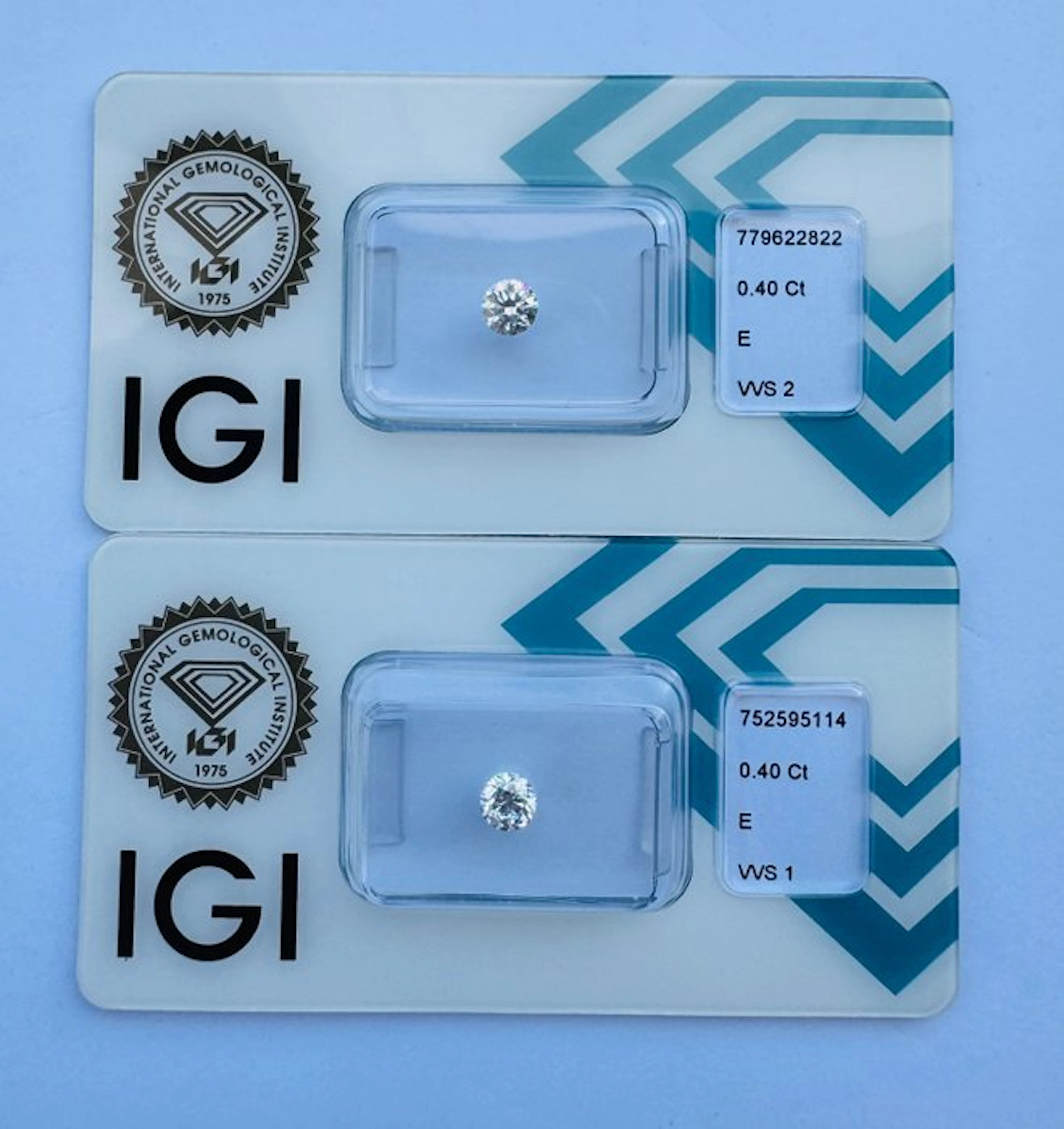 No reserve price - 2 pcs Diamond (Natural) - 0.80 ct - Round - E - VVS2