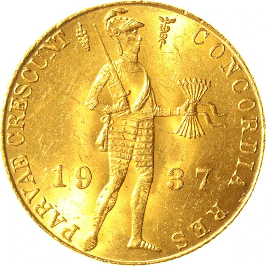 Netherlands. Wilhelmina. Gouden dukaat 1937
