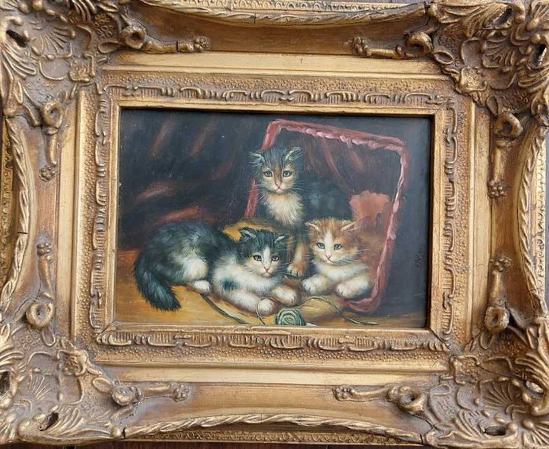British school (XX) - Gatti con gomitolo che giocano