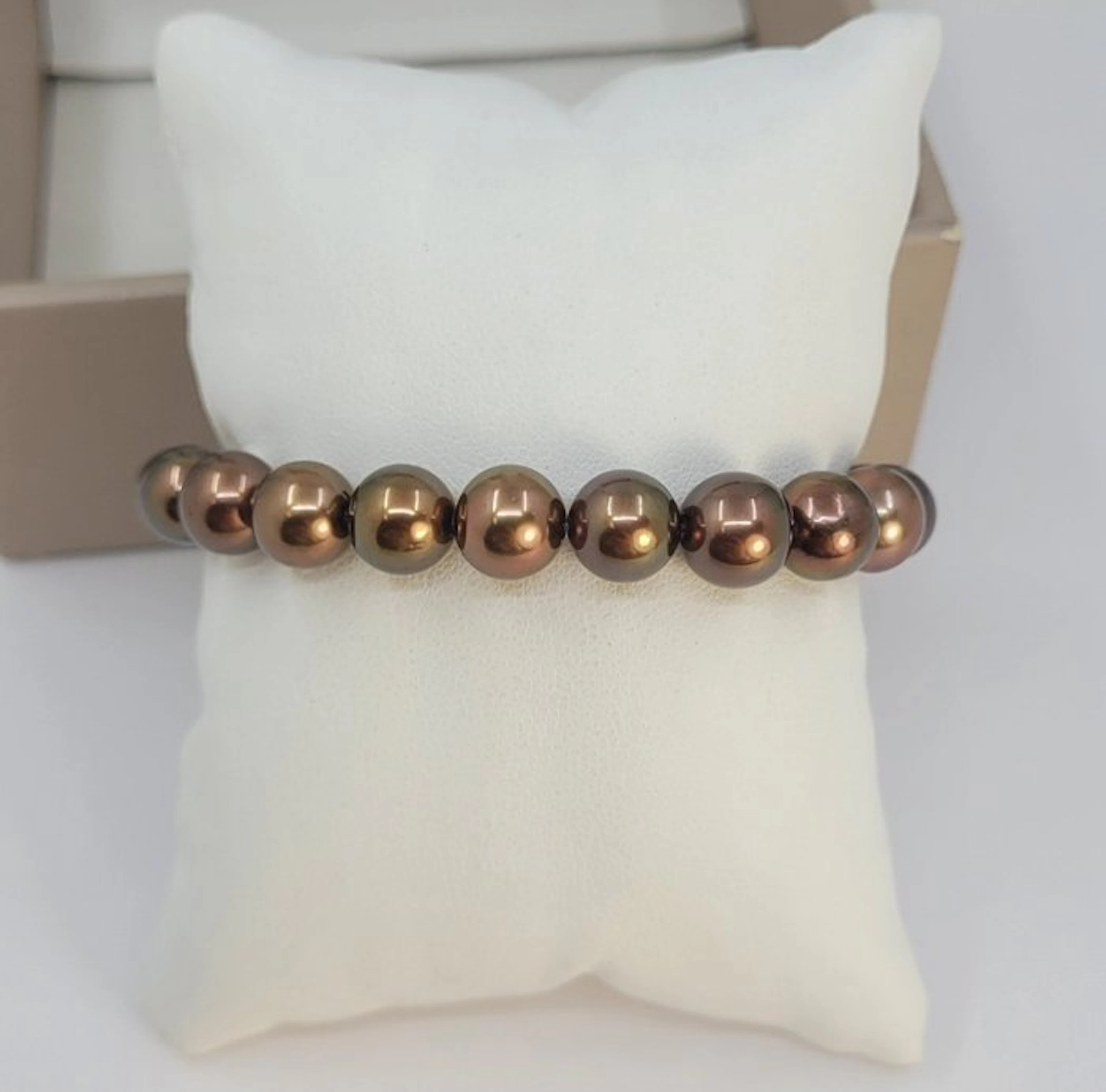 Bracelet 8.5x9.5mm Round Chocolate Tahitian Pearls