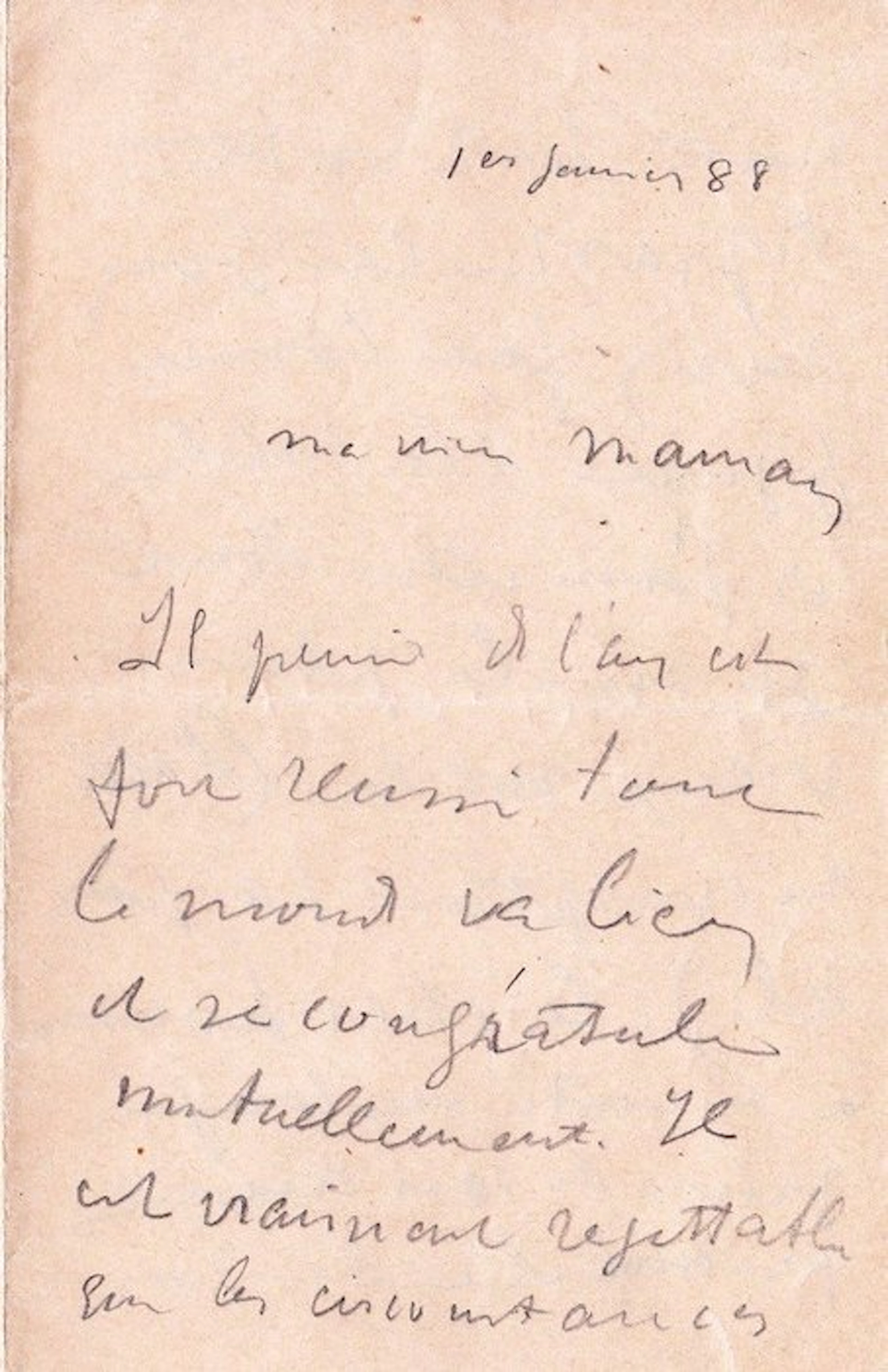 Henri de Toulouse-Lautrec - Lettre autographe signée à sa chère Maman - 1888