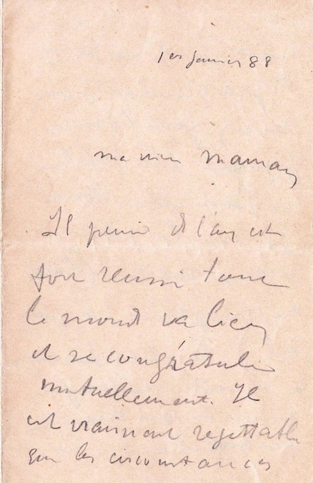 Henri de Toulouse-Lautrec - Lettre autographe signée à sa chère Maman - 1888