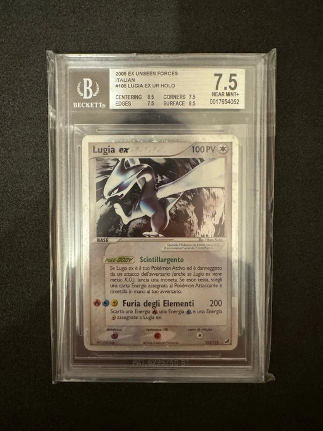 Pokémon - 1 Graded card - Lugia ex 105 Foil - Beckett 7.5...