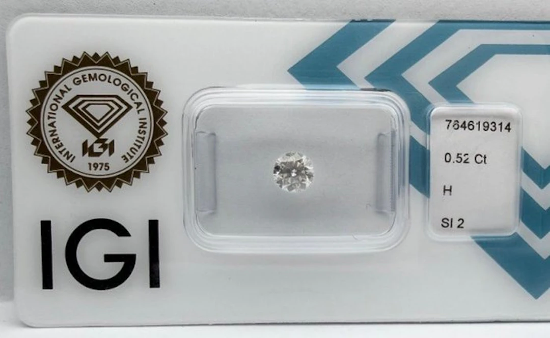 1 pcs Diamond (Natural) - 0.52 ct - Round - H - SI2...