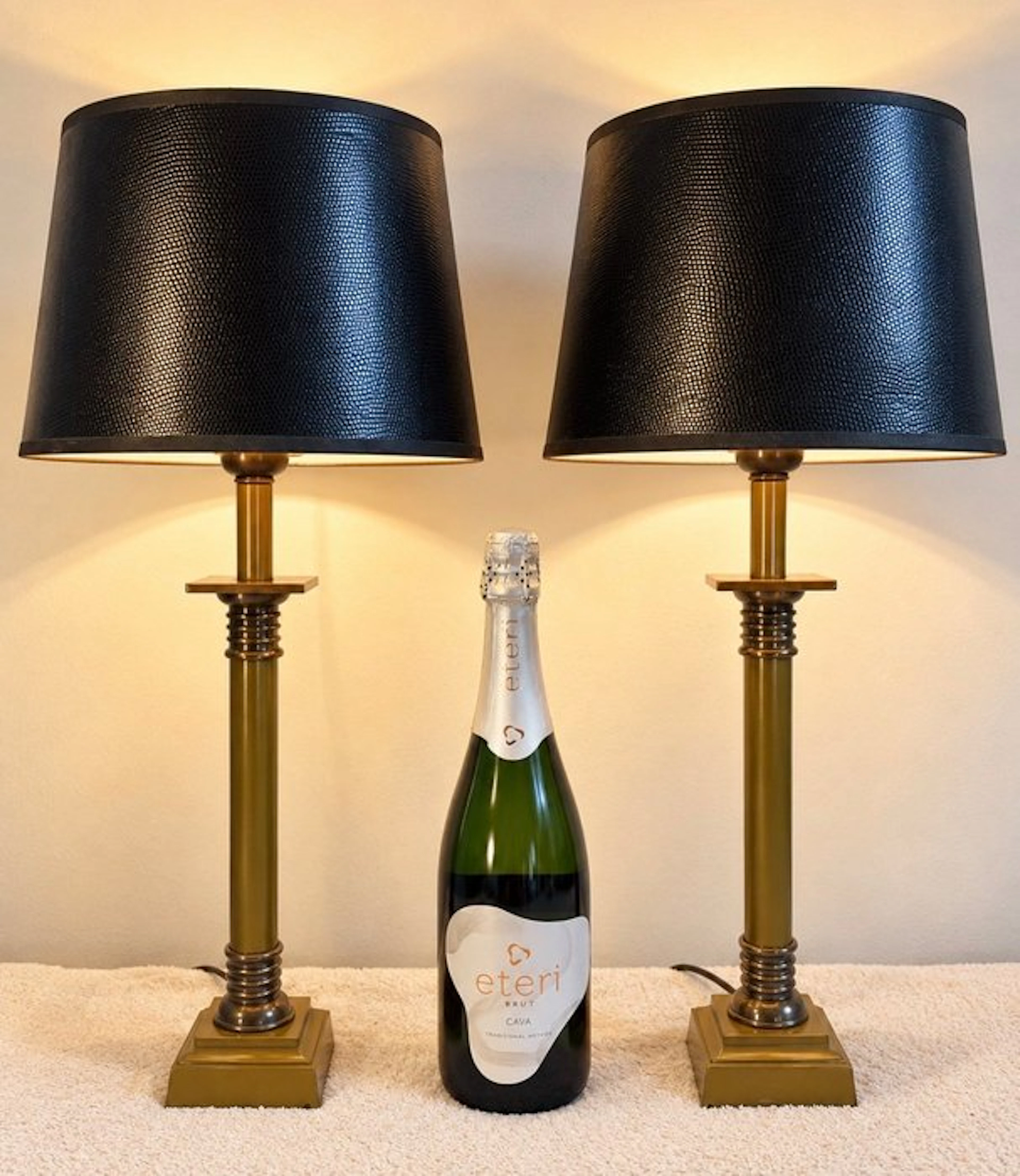 Light Makers - Table lamp (2) - Brass, Steel, Leather - Empire Style