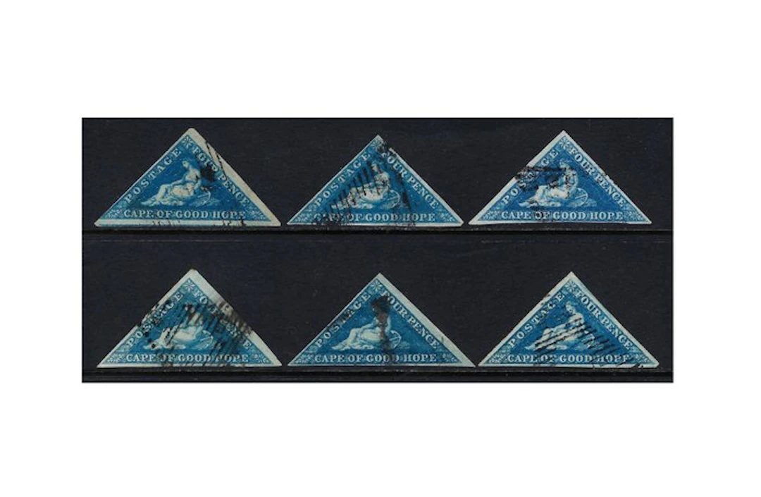 Cape of Good Hope 1853/64 - Triangulars 4d blue - Different colors