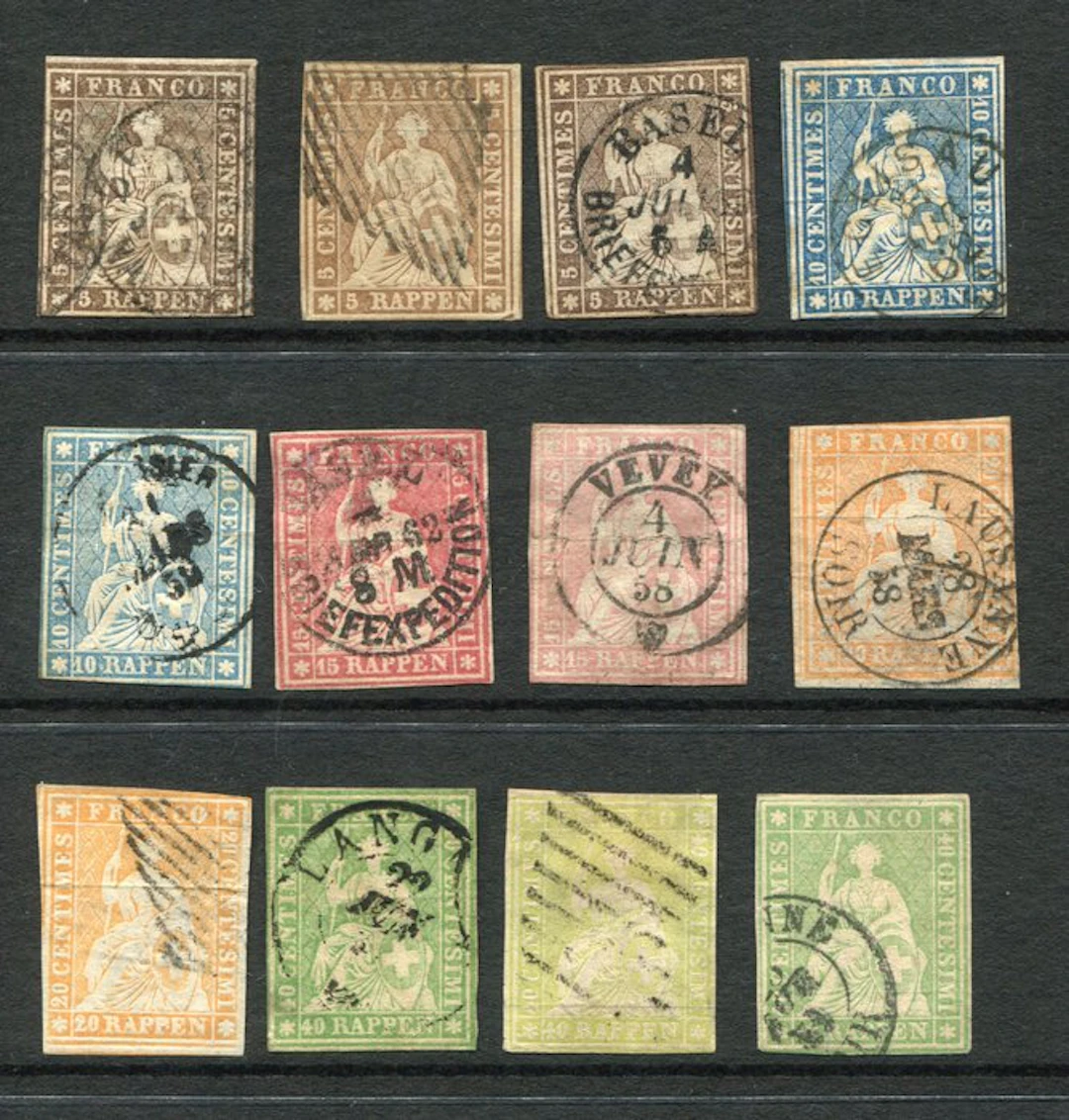 Switzerland 1854/1862 - SWITZERLAND 1854-62 Helvetia...
