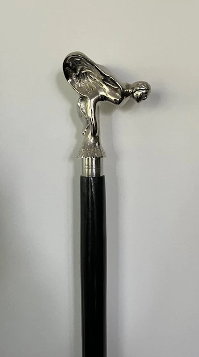 Walking stick - Wood with a Lady Rolls-Royce as a handle