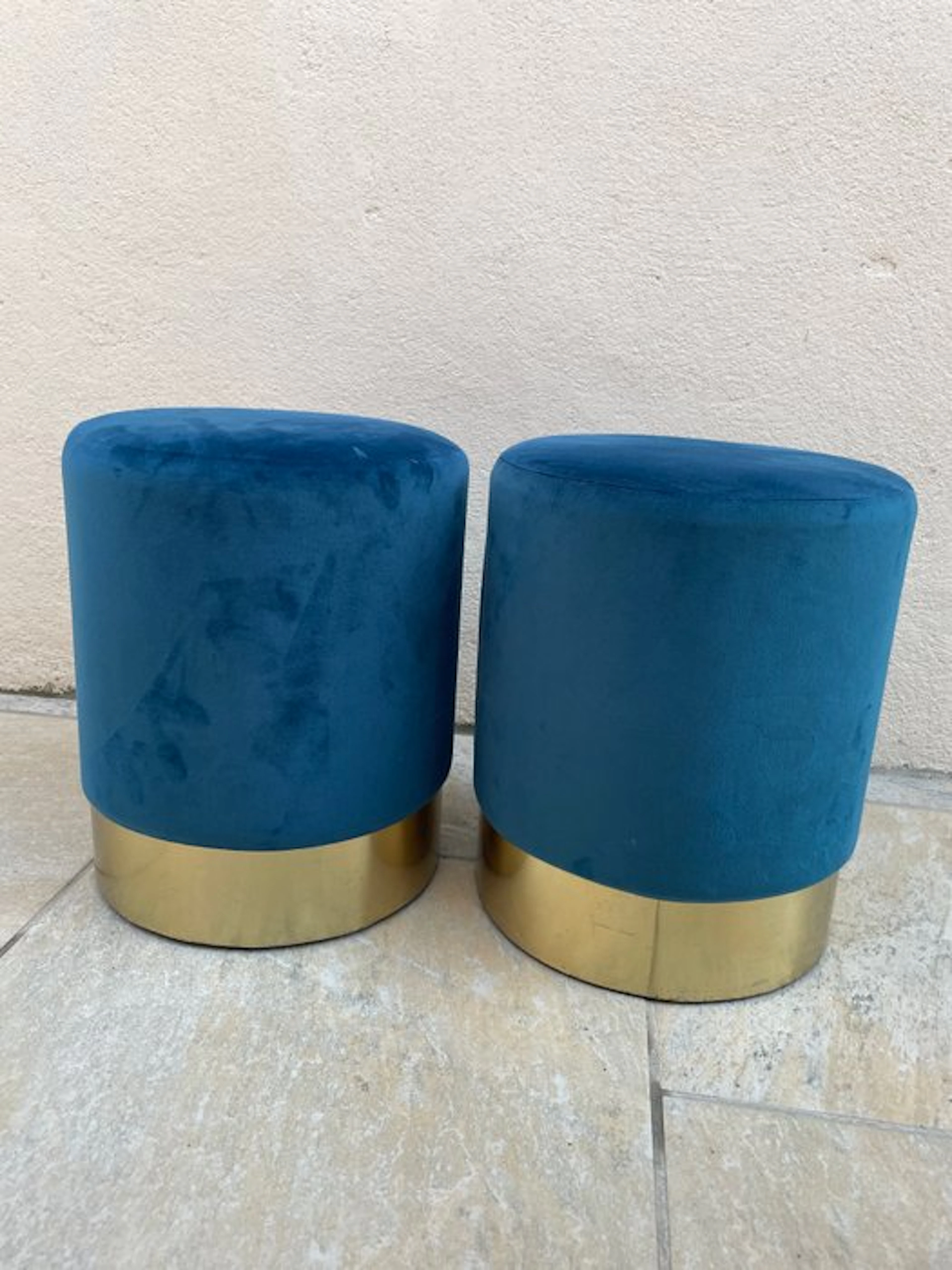 Pouffe (2) - Metal, Wood, Velvet