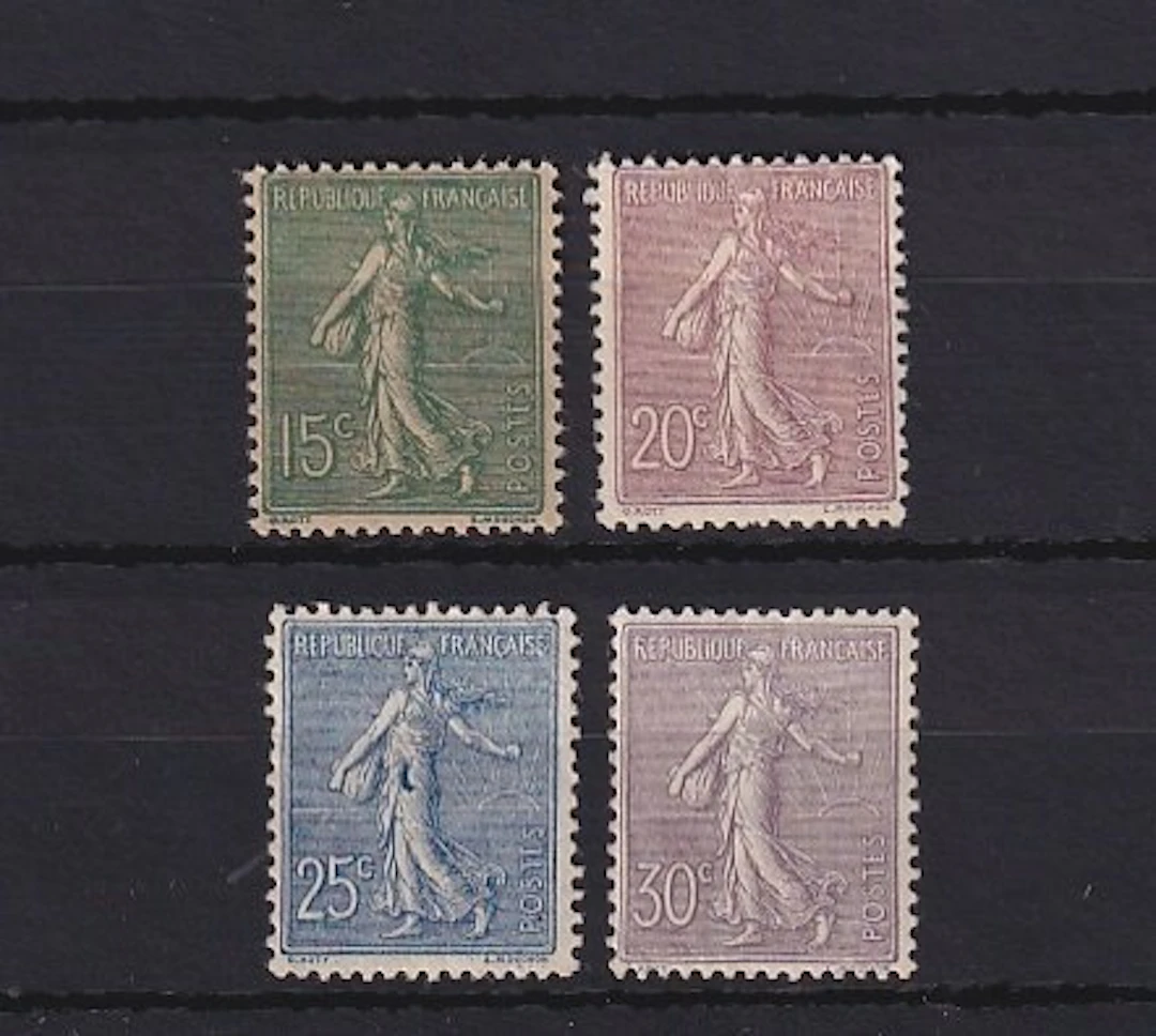 France 1903 - semeuse lignée, série de timbres - Yvert n°130/133