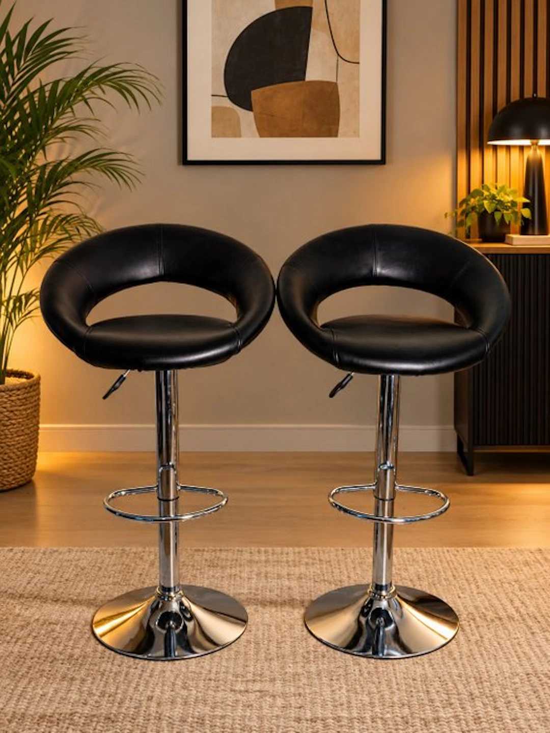 Stool (2) - Synthetic leather, Steel