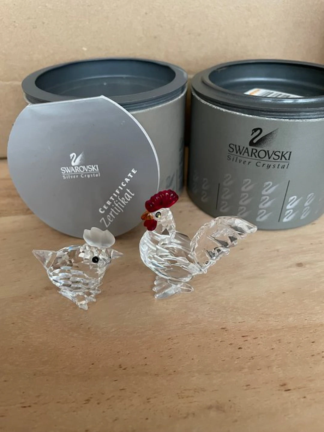 Swarovski - Figurine - Set Kip en Haan - Boxed (2) - Crystal