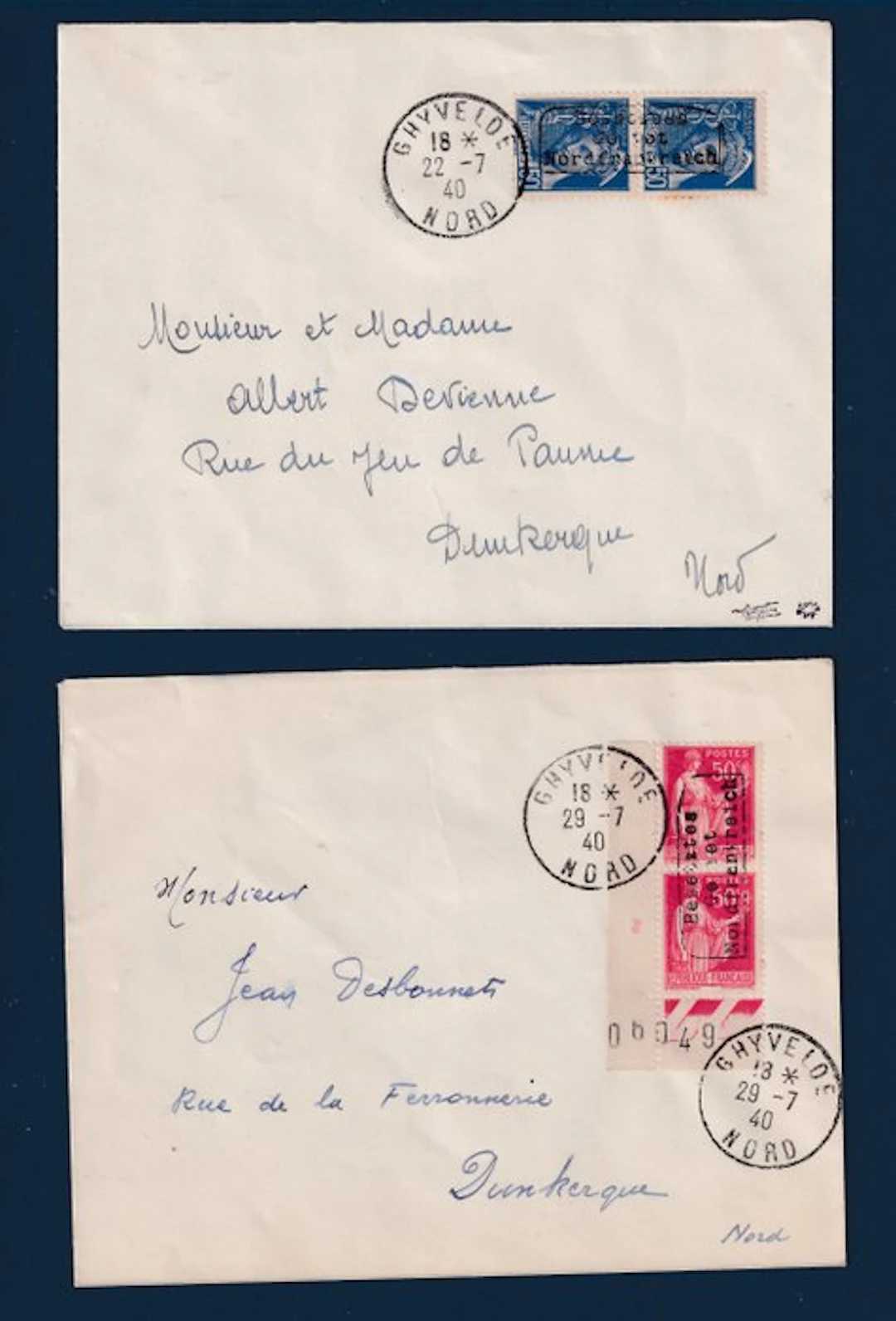 France - War stamps on two letters No. 3M/4M – Expert-signed - Mayer