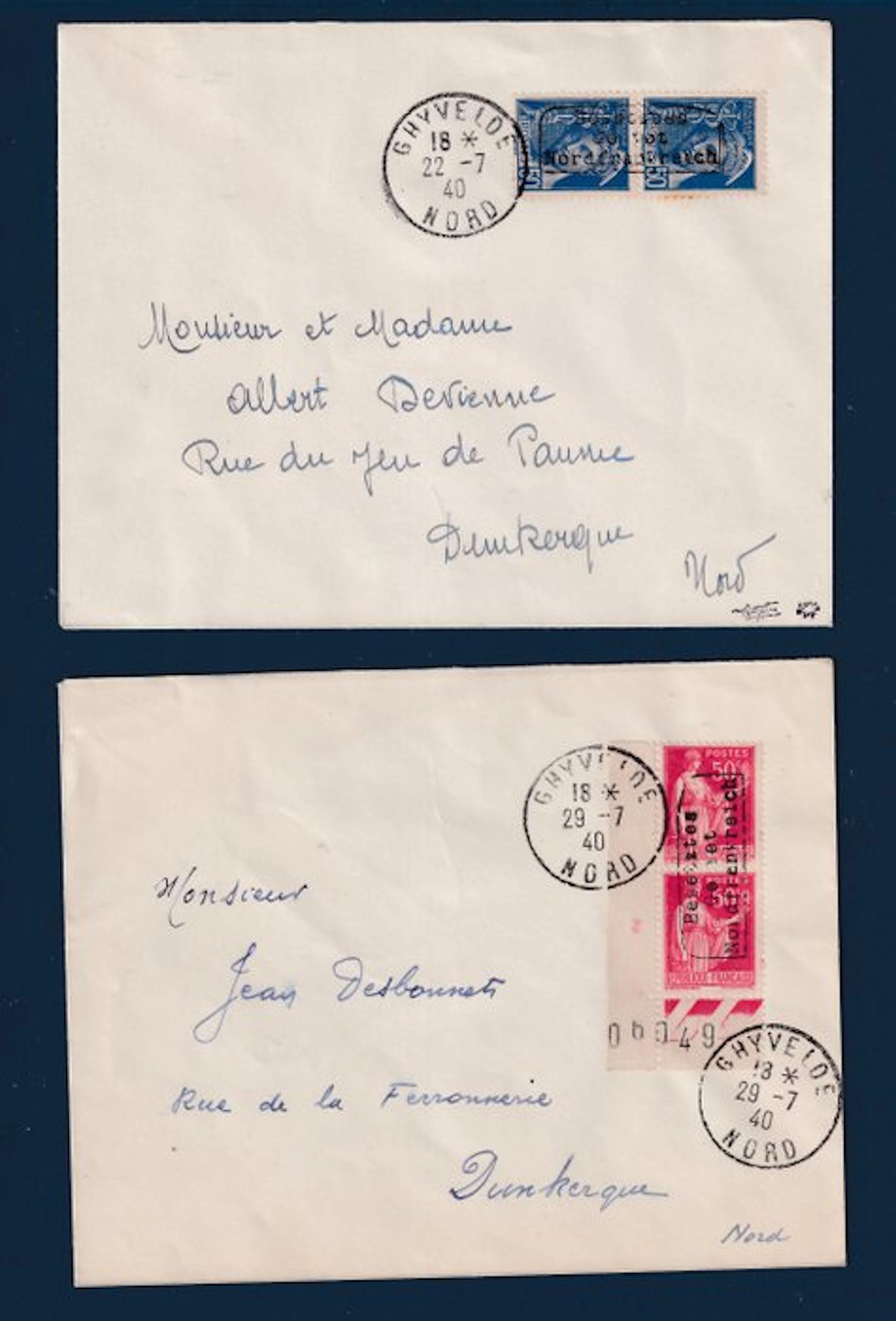 France - War stamps on two letters No. 3M/4M – Expert-signed - Mayer
