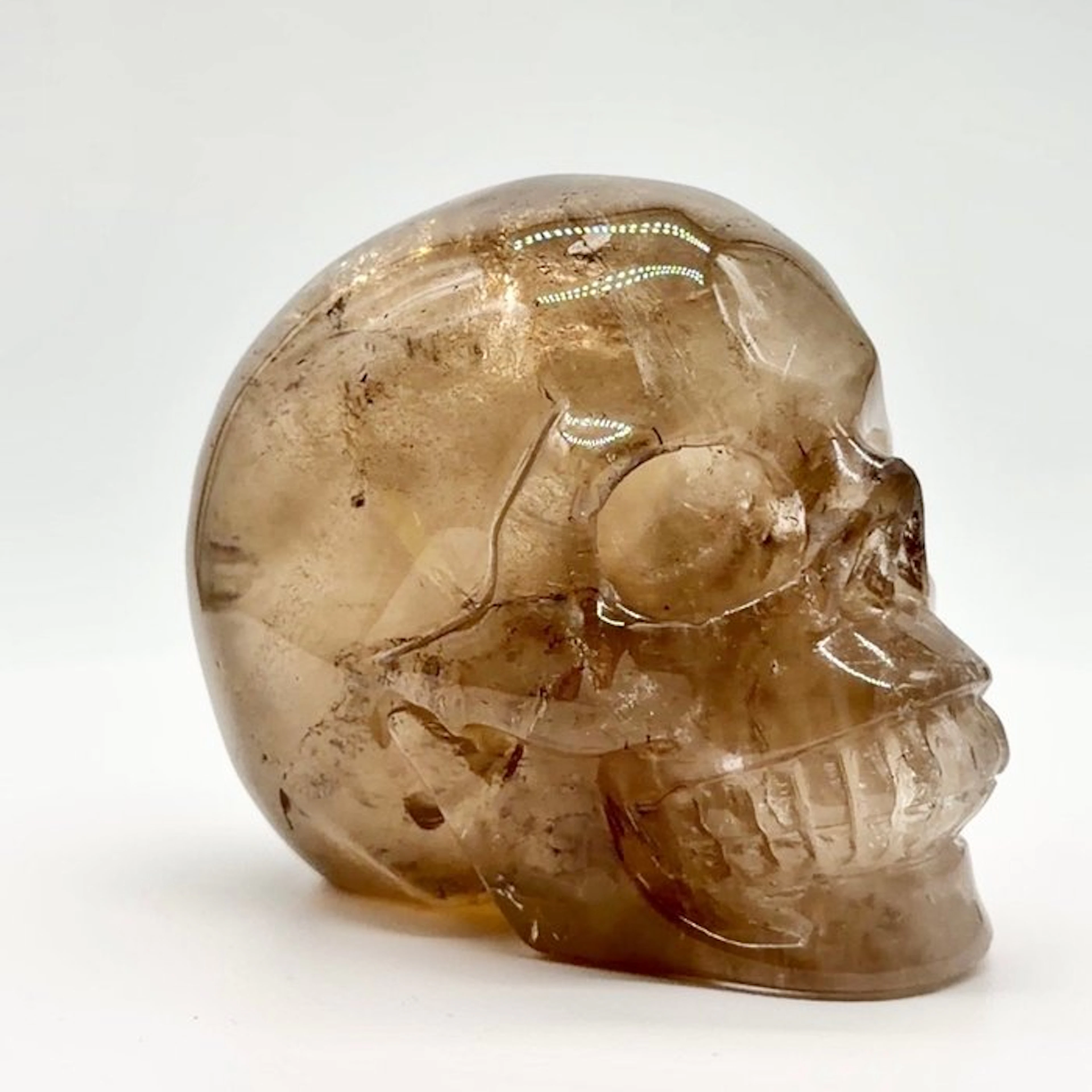 Rainbow Smoky Quartz Skull - premium Carving - Height: 70...