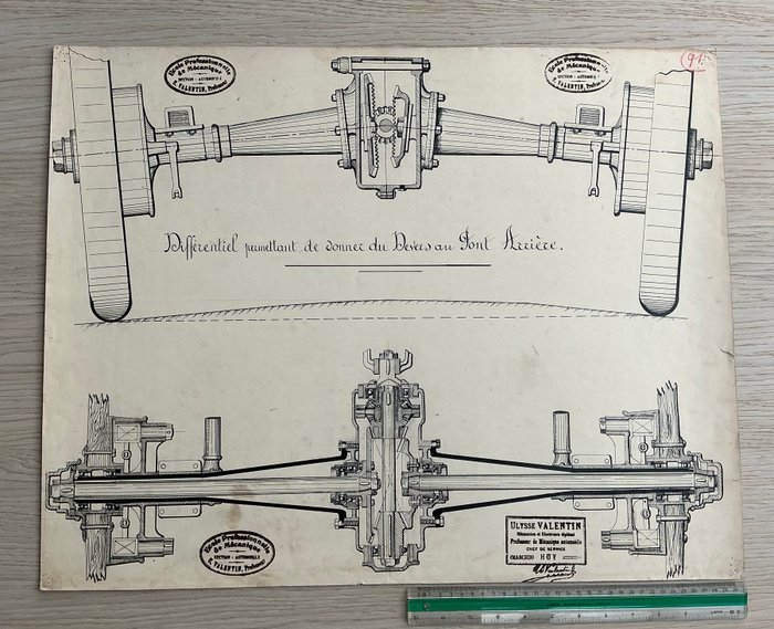 Ulysse Valentin - Originele technische tekening –...