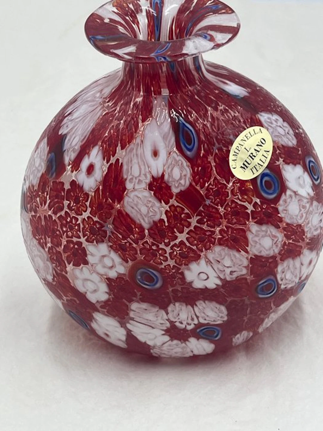 Campanella livio vaso a palla in murine rosso mix...