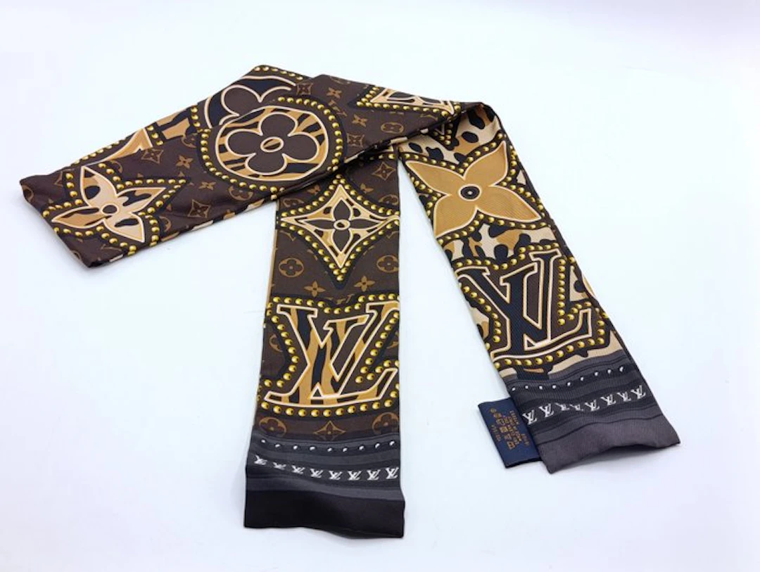 Louis Vuitton - M70853 - Bandeau LV World marron - Foulard