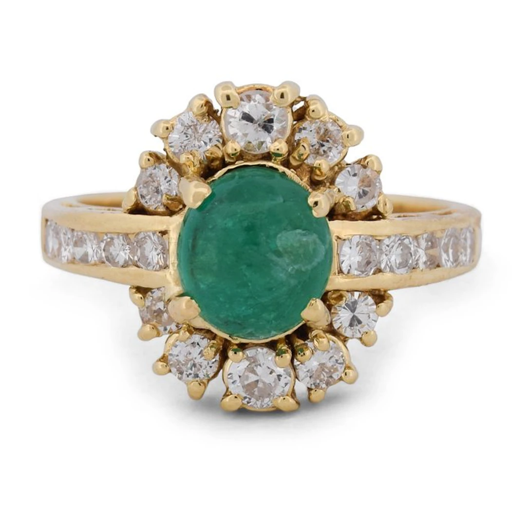 Ring - 18 kt. Yellow gold - 3.00ct. tw. Emerald - Diamond