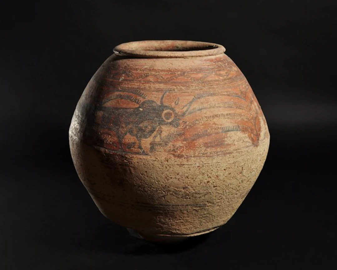 Indus Valley Terracotta Jar depicting zebus with TL test...