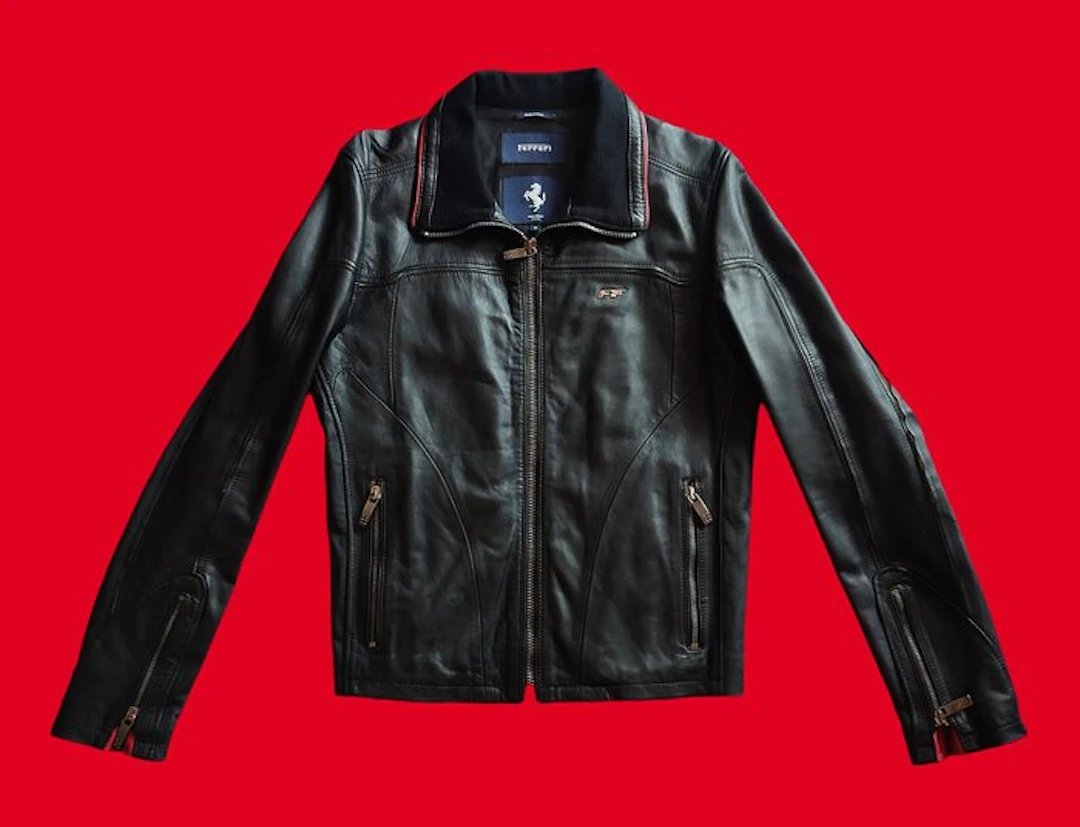 Ferrari FF - Blouson femme vintage cuir véritable - Années 90