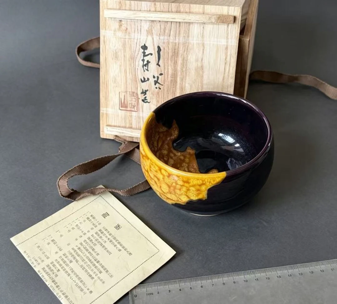Rare Japanese Kutani Matcha Chawan by Nakajima Juzan