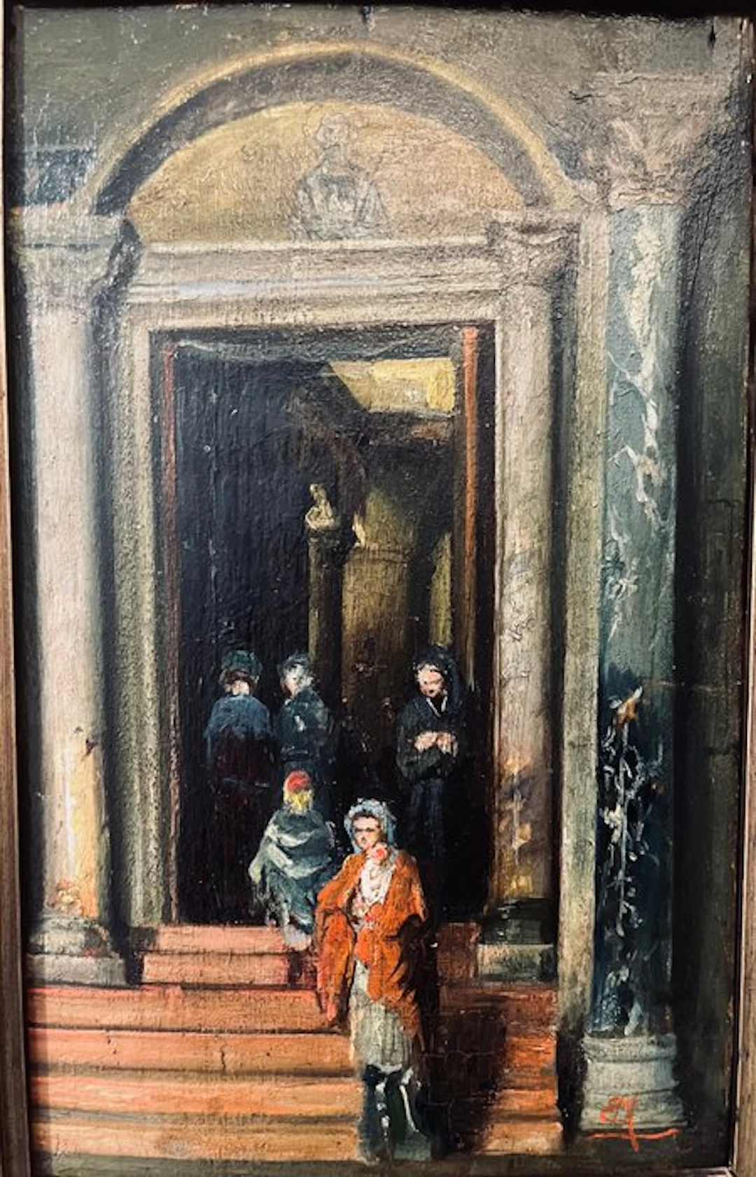 Italian school (XIX) - Scena d’interno di una chiesa con figure