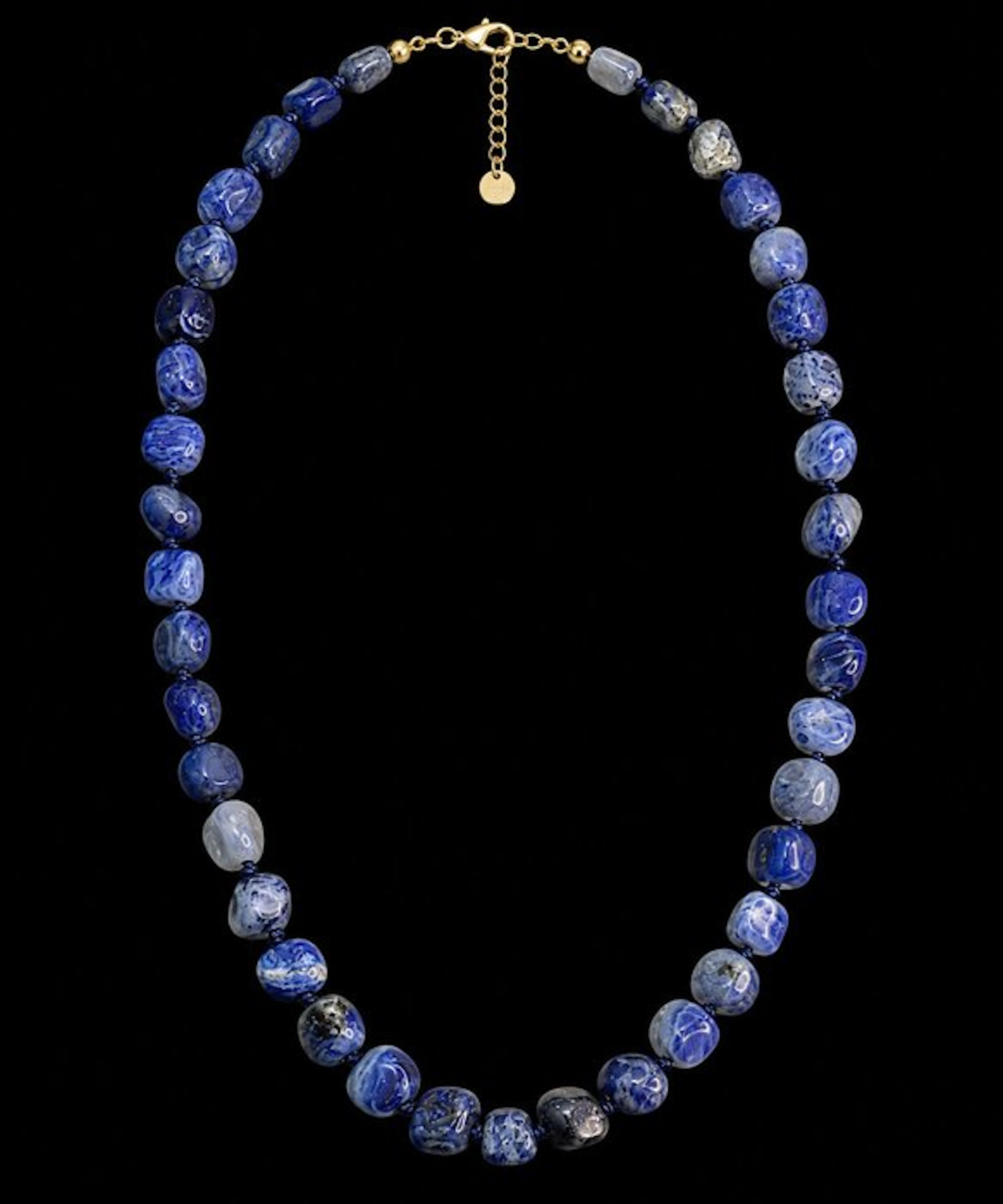 Natural lapis lazuli necklace with irregular beads –...