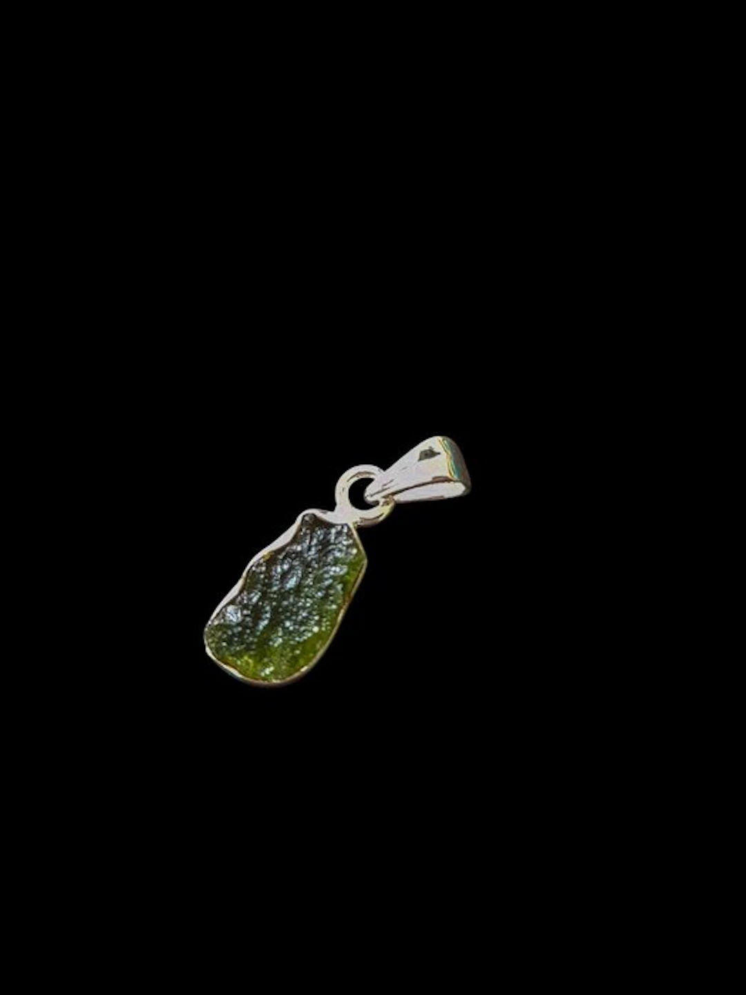 Moldavite moldavite solid silver pendant - Height: 2.7 cm - Width: 1 cm - 1.5 g