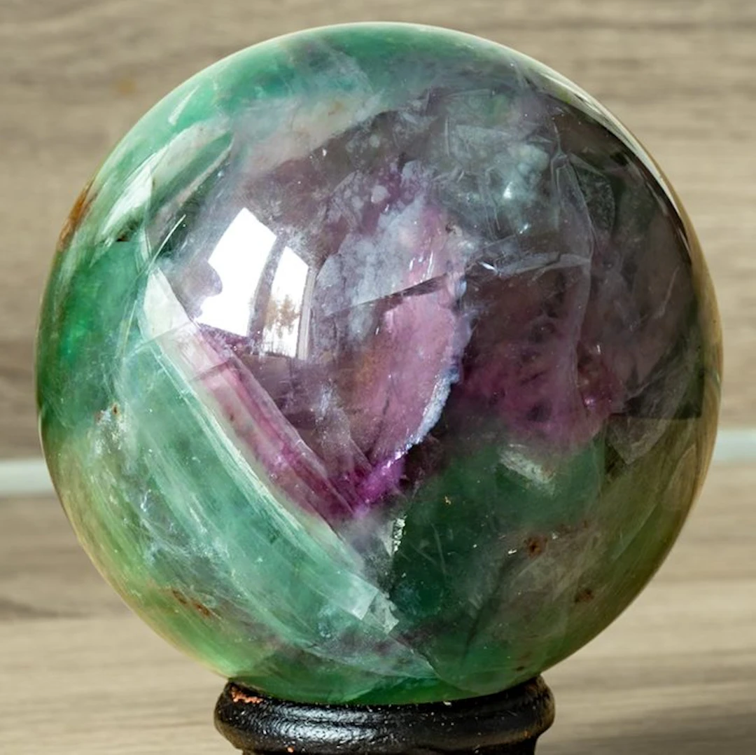 Fluorite Fine polished Multicolor fluorite sphere...