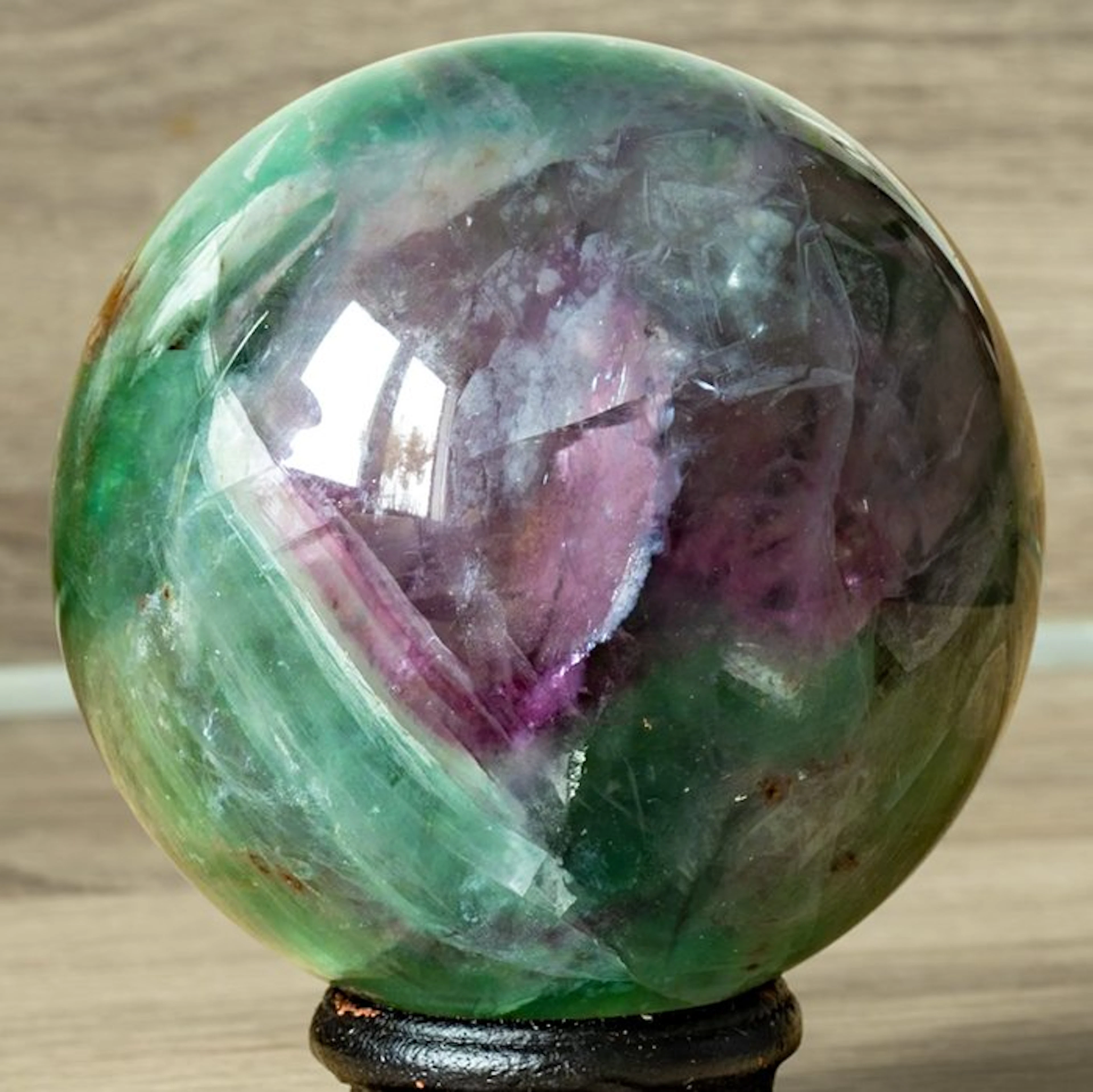 Fluorite Fine polished Multicolor fluorite sphere...