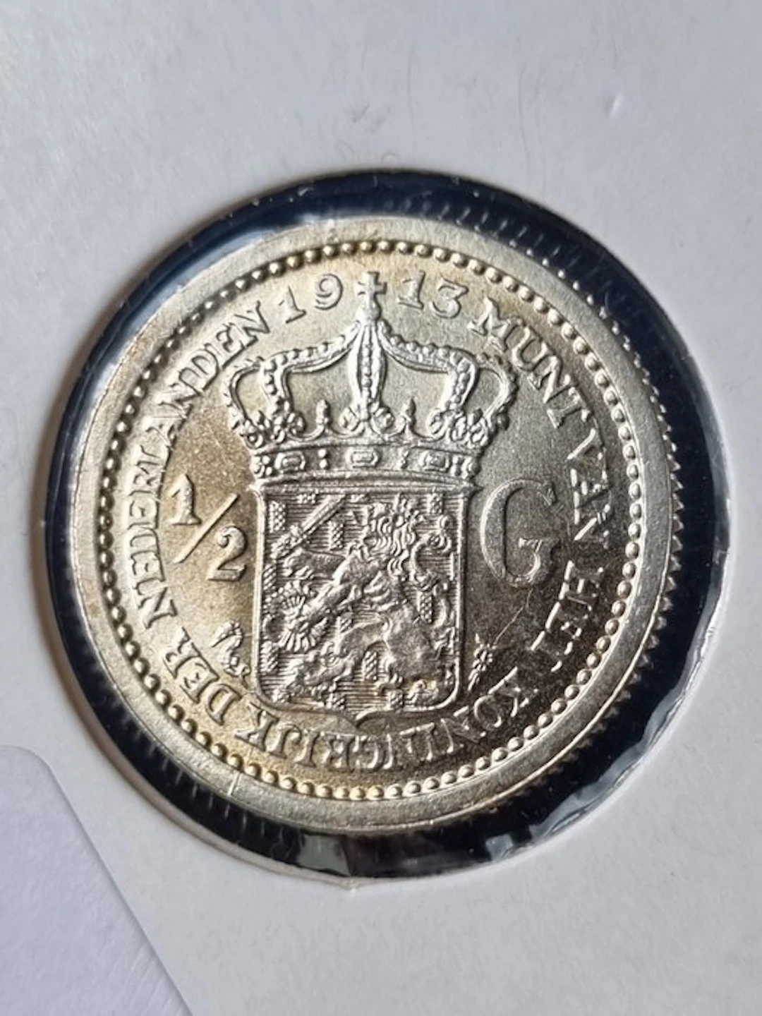 Netherlands. Wilhelmina. 1/2 Gulden Halve gulden 1913 PR (No reserve price)