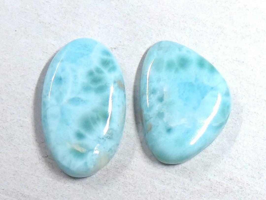 Gorgeous lot of Larimar - 100% natural - Cabochon- 5.96 g - (2)