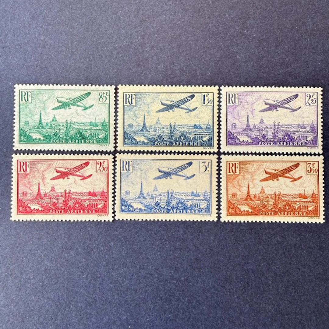 France - Airmail Yvert 8/13 "View of Paris" mint without hinge. Very Fine.